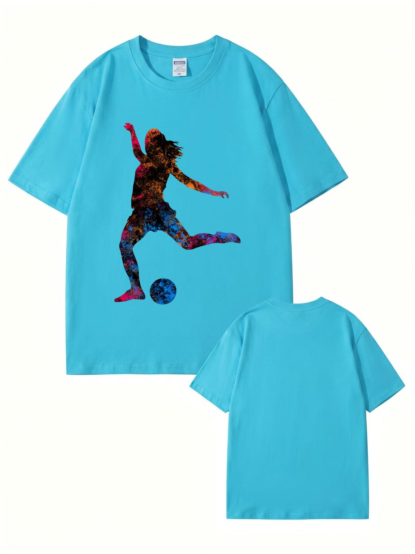 Colorful Soccer Player Graphic Print T-Shirt - Premium Cotton Tee