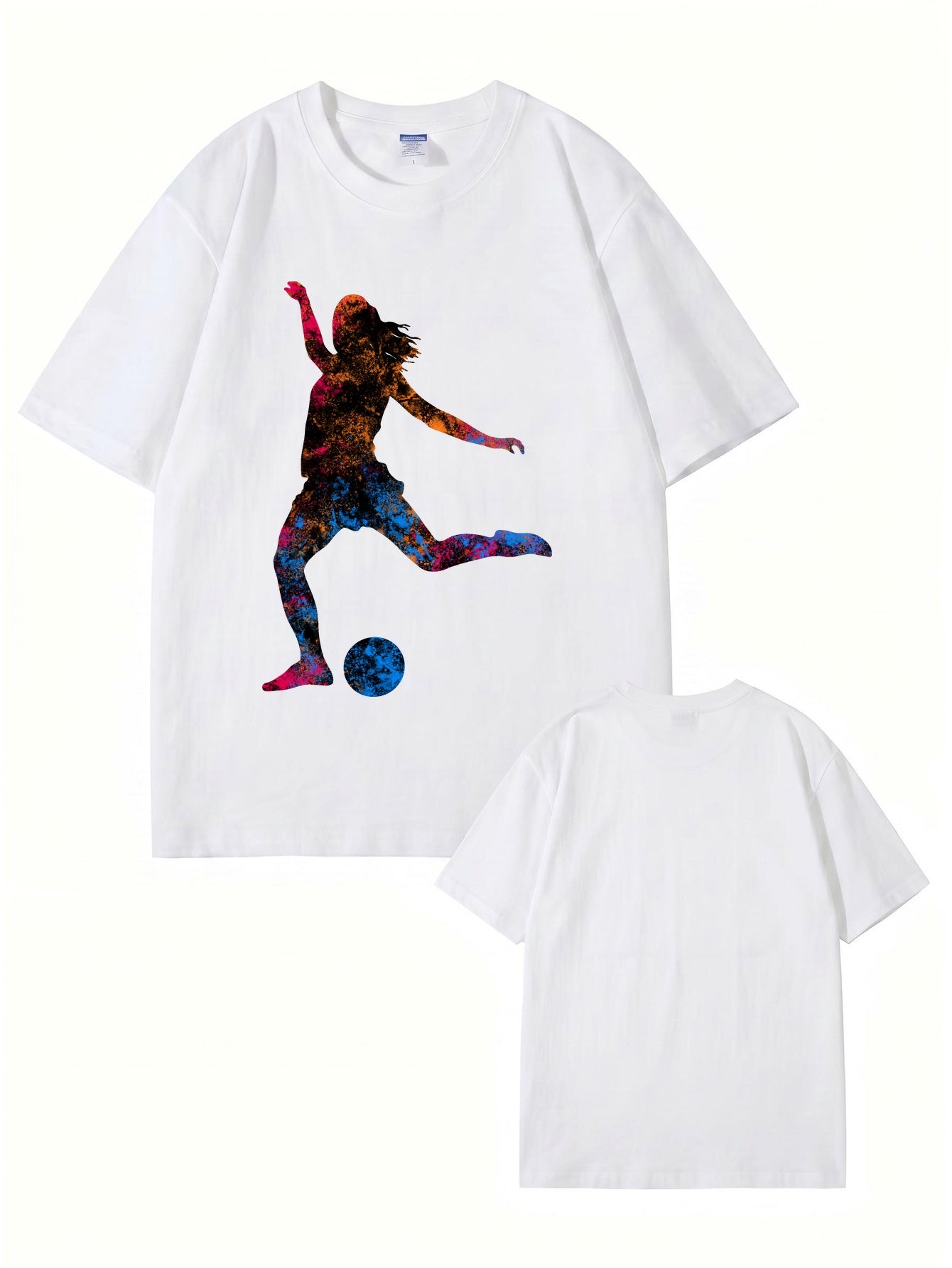 Colorful Soccer Player Graphic Print T-Shirt - Premium Cotton Tee