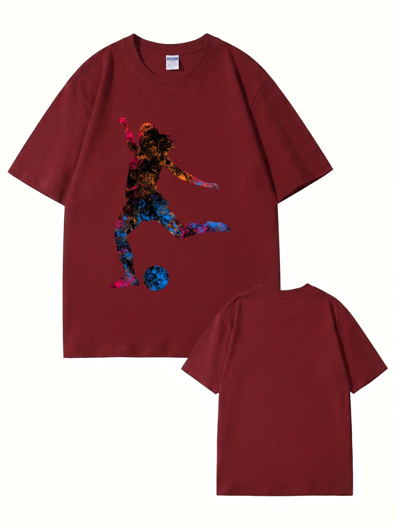 Colorful Soccer Player Graphic Print T-Shirt - Premium Cotton Tee