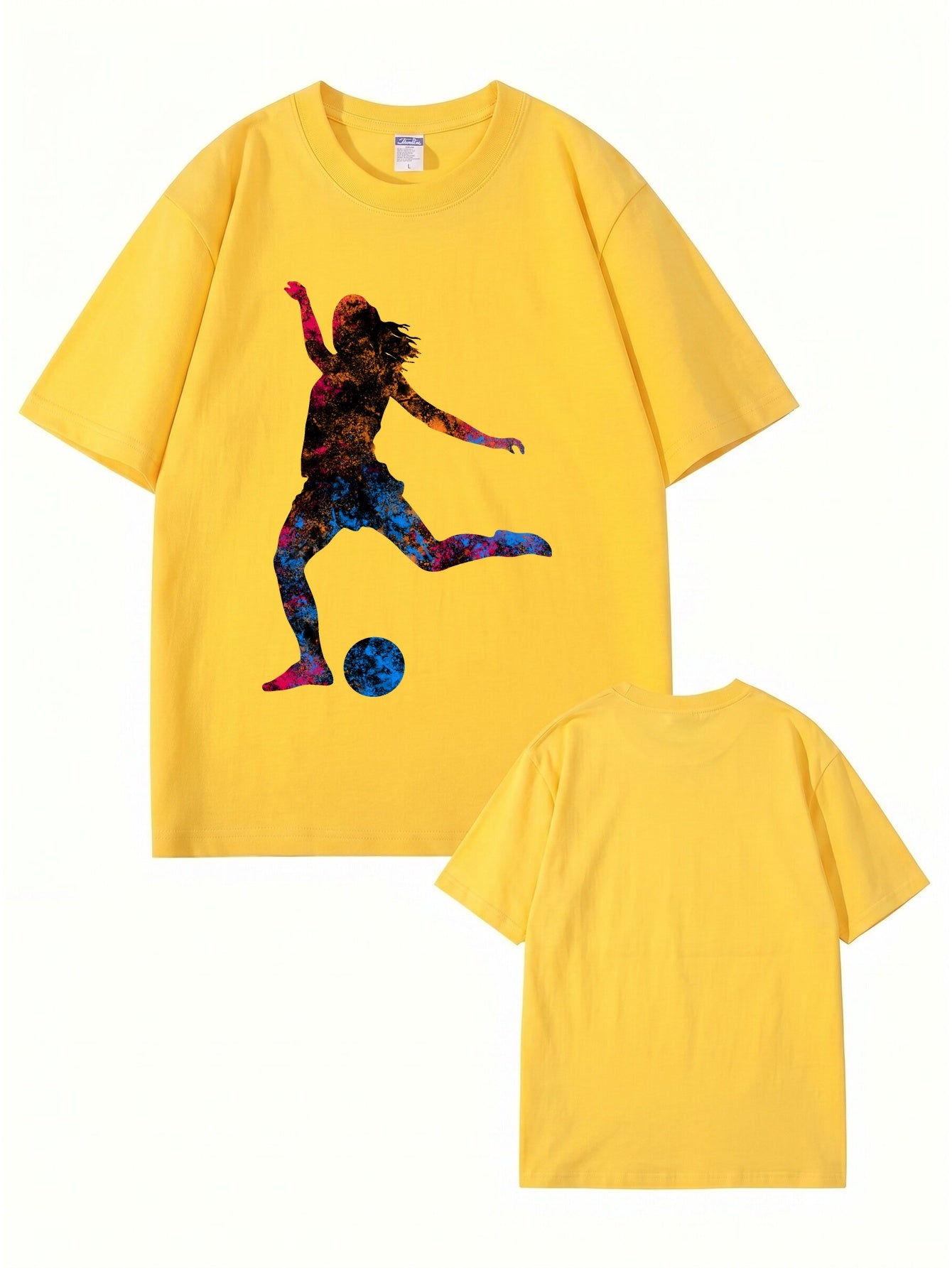 Colorful Soccer Player Graphic Print T-Shirt - Premium Cotton Tee