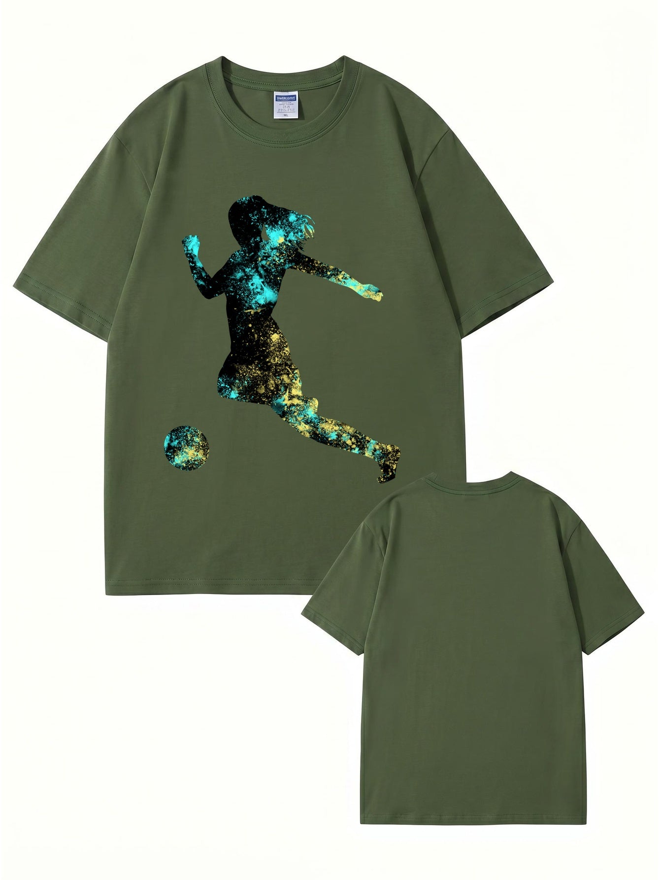 Women's Soccer Player Graphic Print T-Shirt, 200gsm Premium Cotton