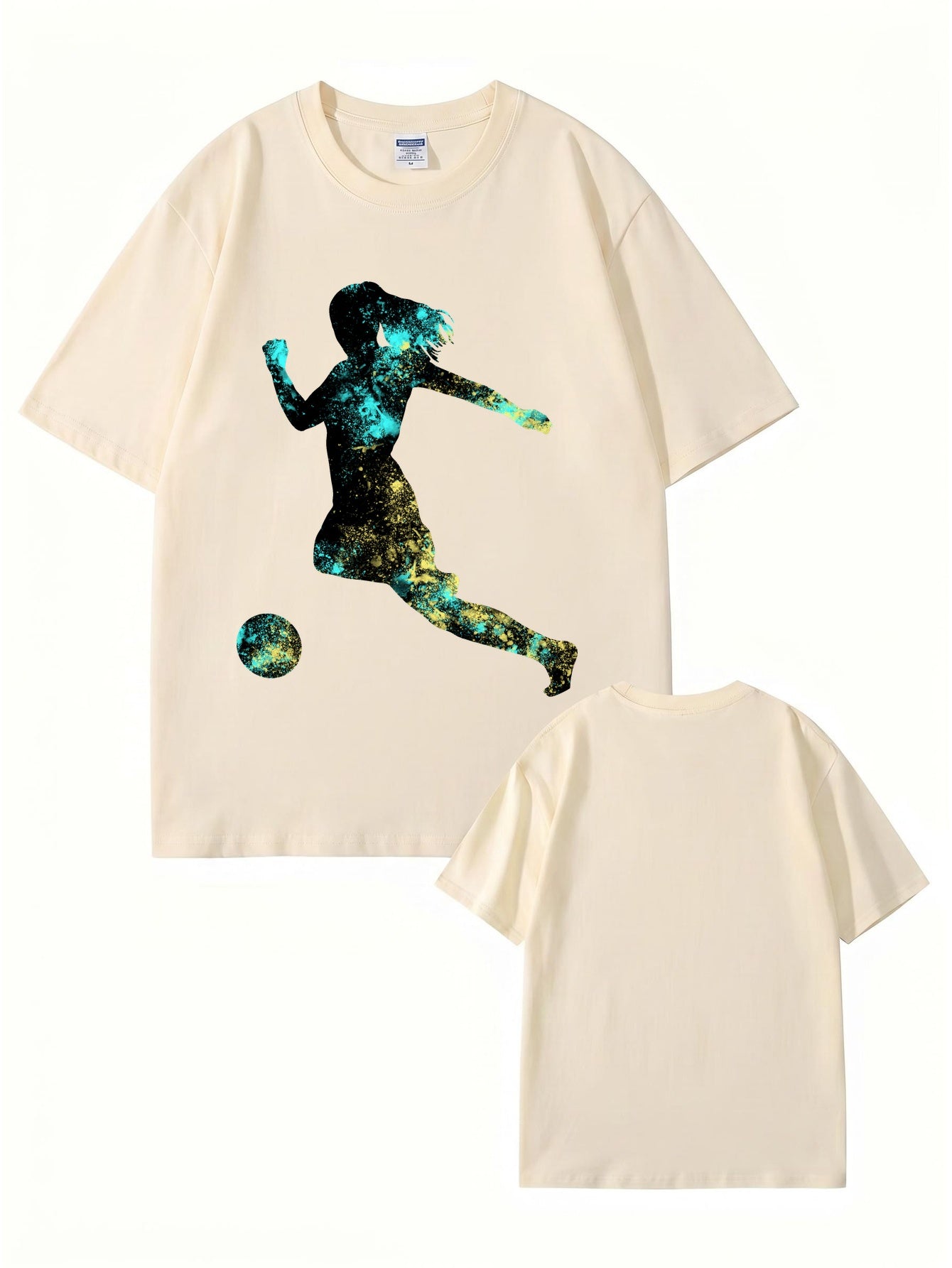 Women's Soccer Player Graphic Print T-Shirt, 200gsm Premium Cotton