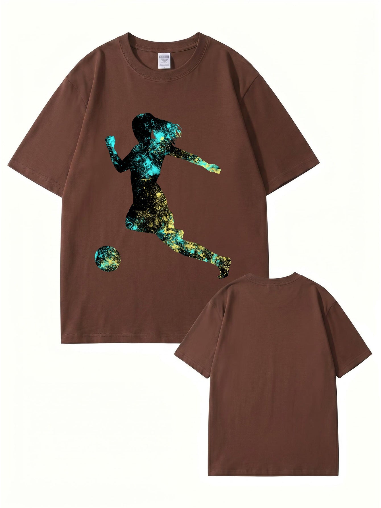 Women's Soccer Player Graphic Print T-Shirt, 200gsm Premium Cotton
