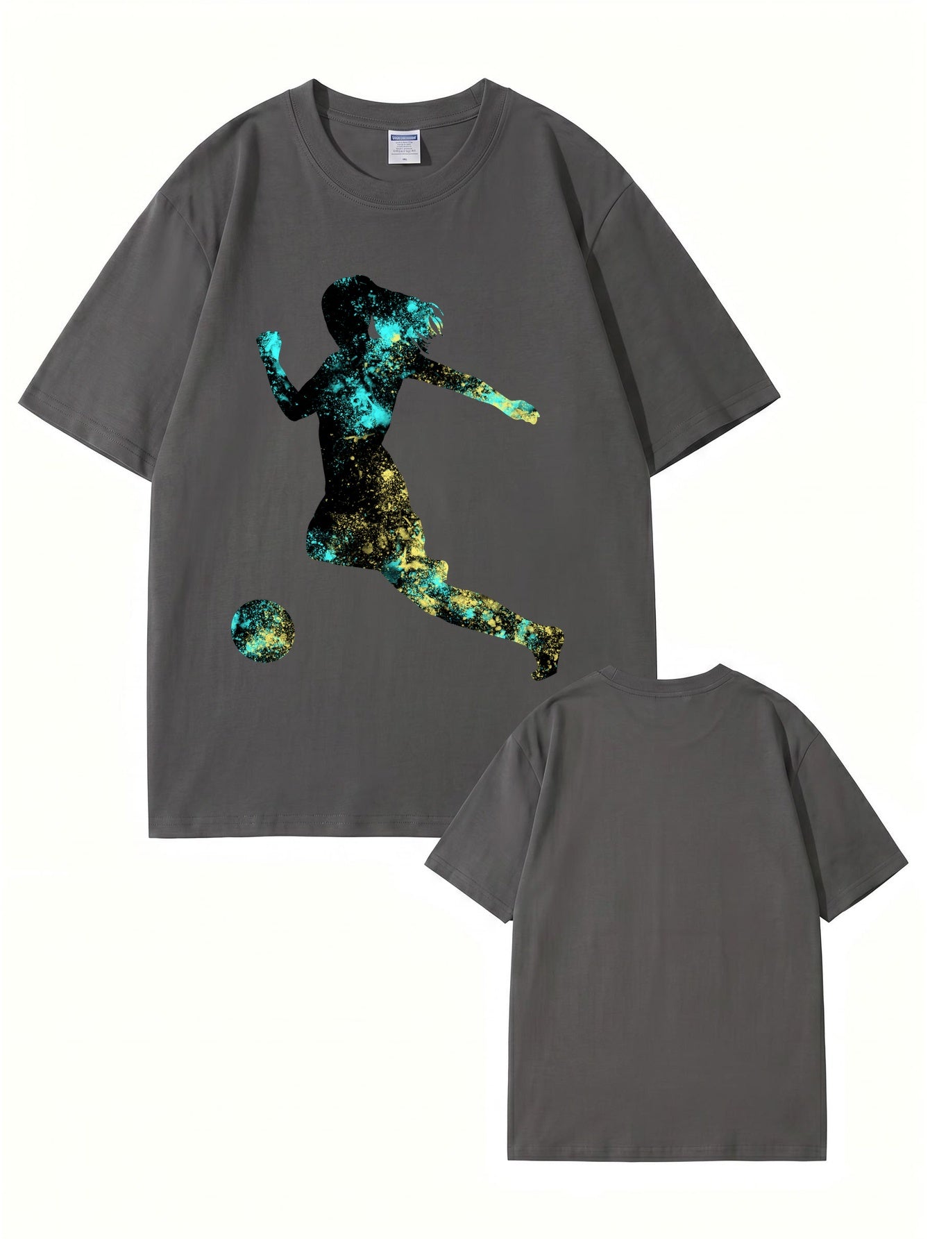Women's Soccer Player Graphic Print T-Shirt, 200gsm Premium Cotton