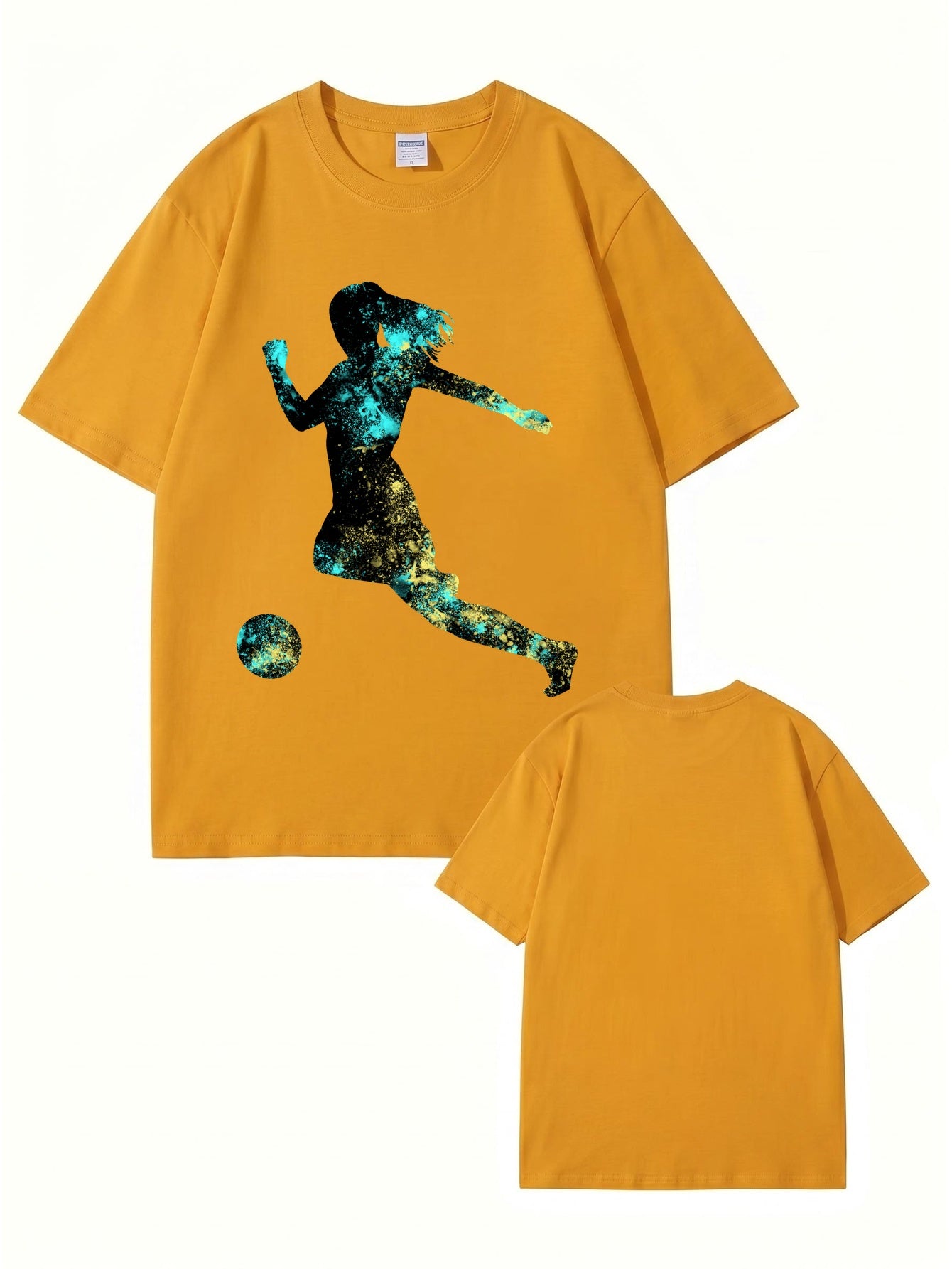 Women's Soccer Player Graphic Print T-Shirt, 200gsm Premium Cotton