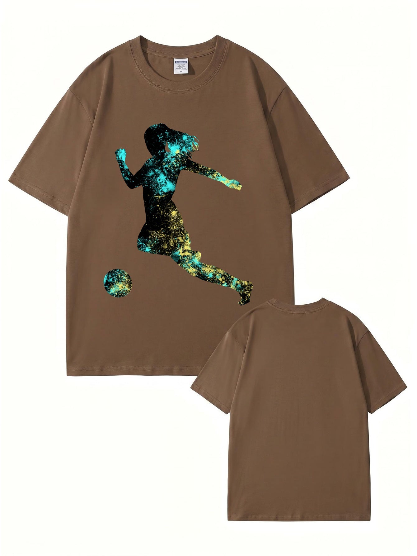 Women's Soccer Player Graphic Print T-Shirt, 200gsm Premium Cotton