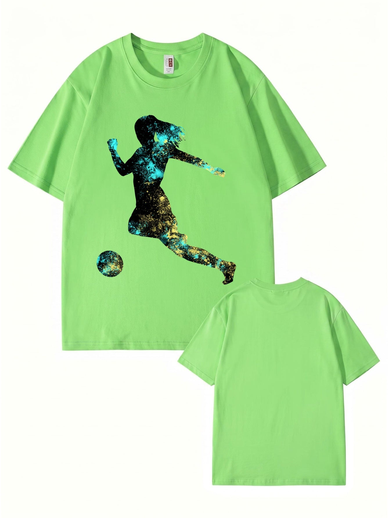 Women's Soccer Player Graphic Print T-Shirt, 200gsm Premium Cotton