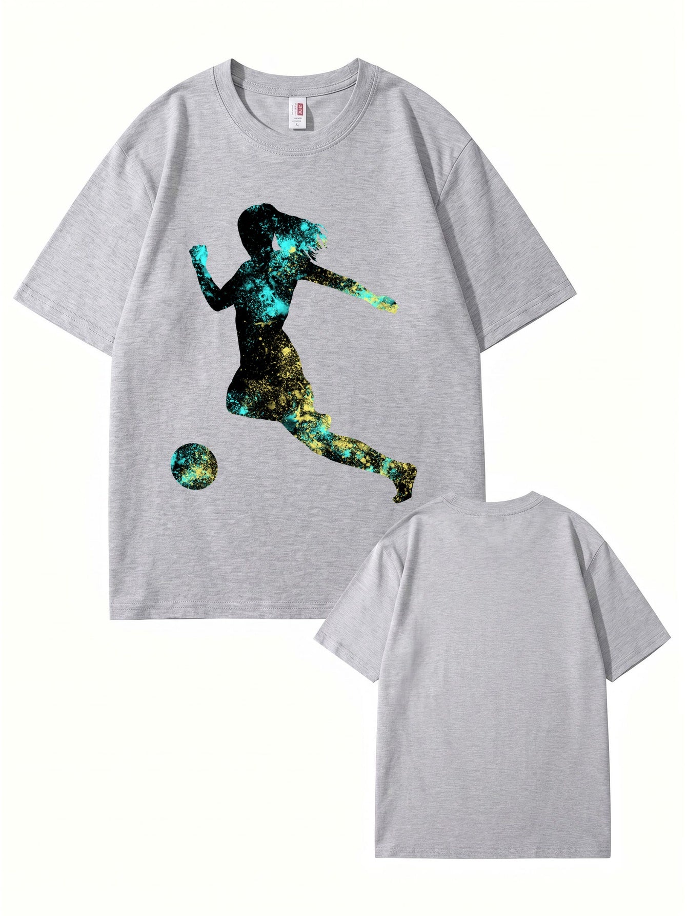 Women's Soccer Player Graphic Print T-Shirt, 200gsm Premium Cotton