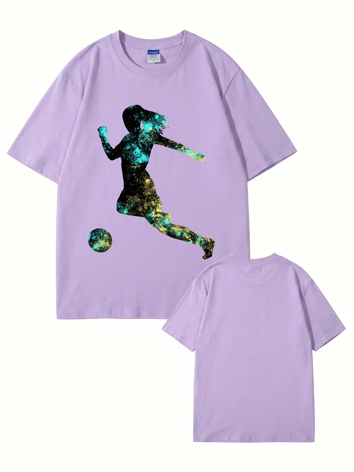 Women's Soccer Player Graphic Print T-Shirt, 200gsm Premium Cotton
