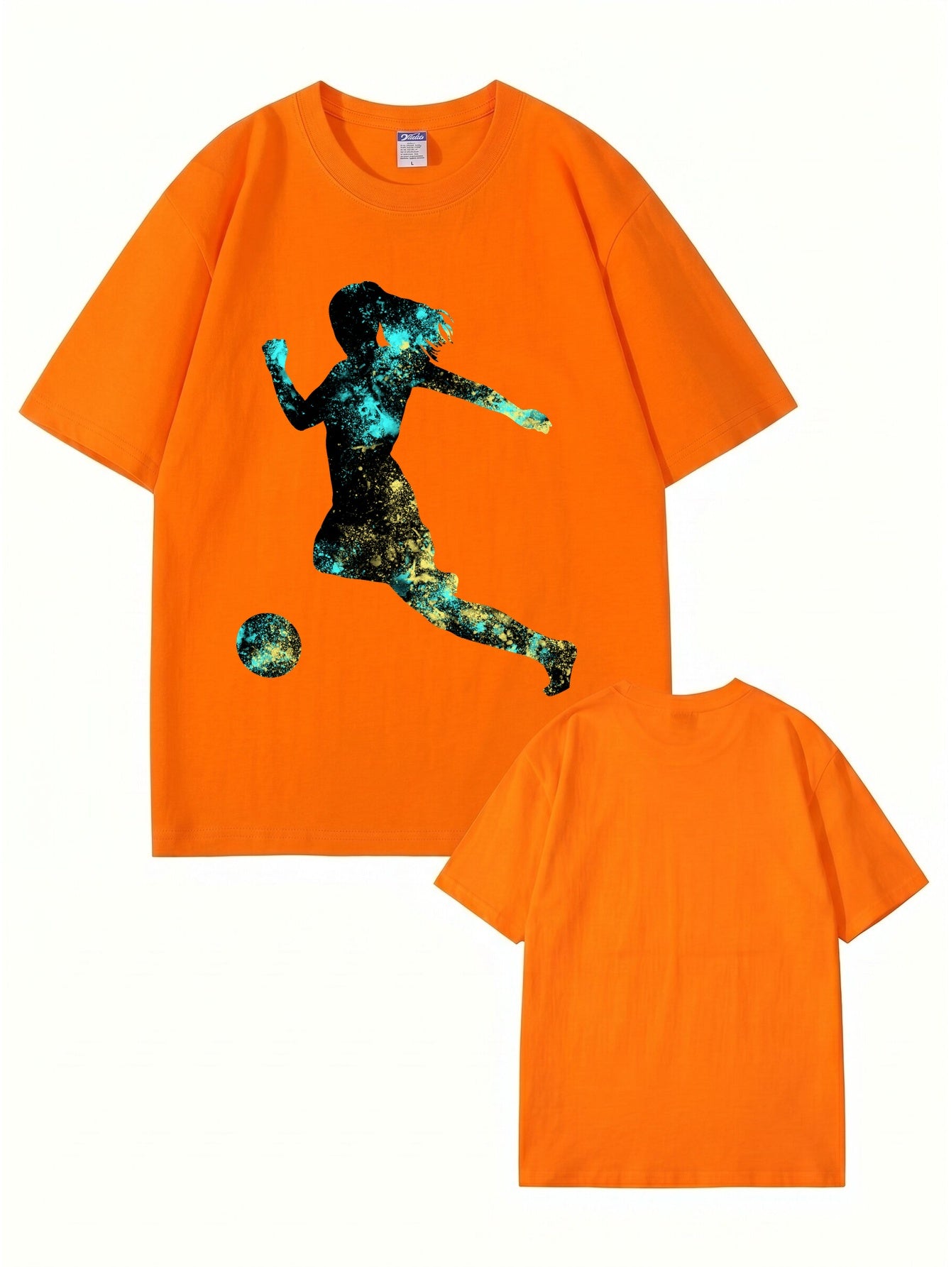Women's Soccer Player Graphic Print T-Shirt, 200gsm Premium Cotton
