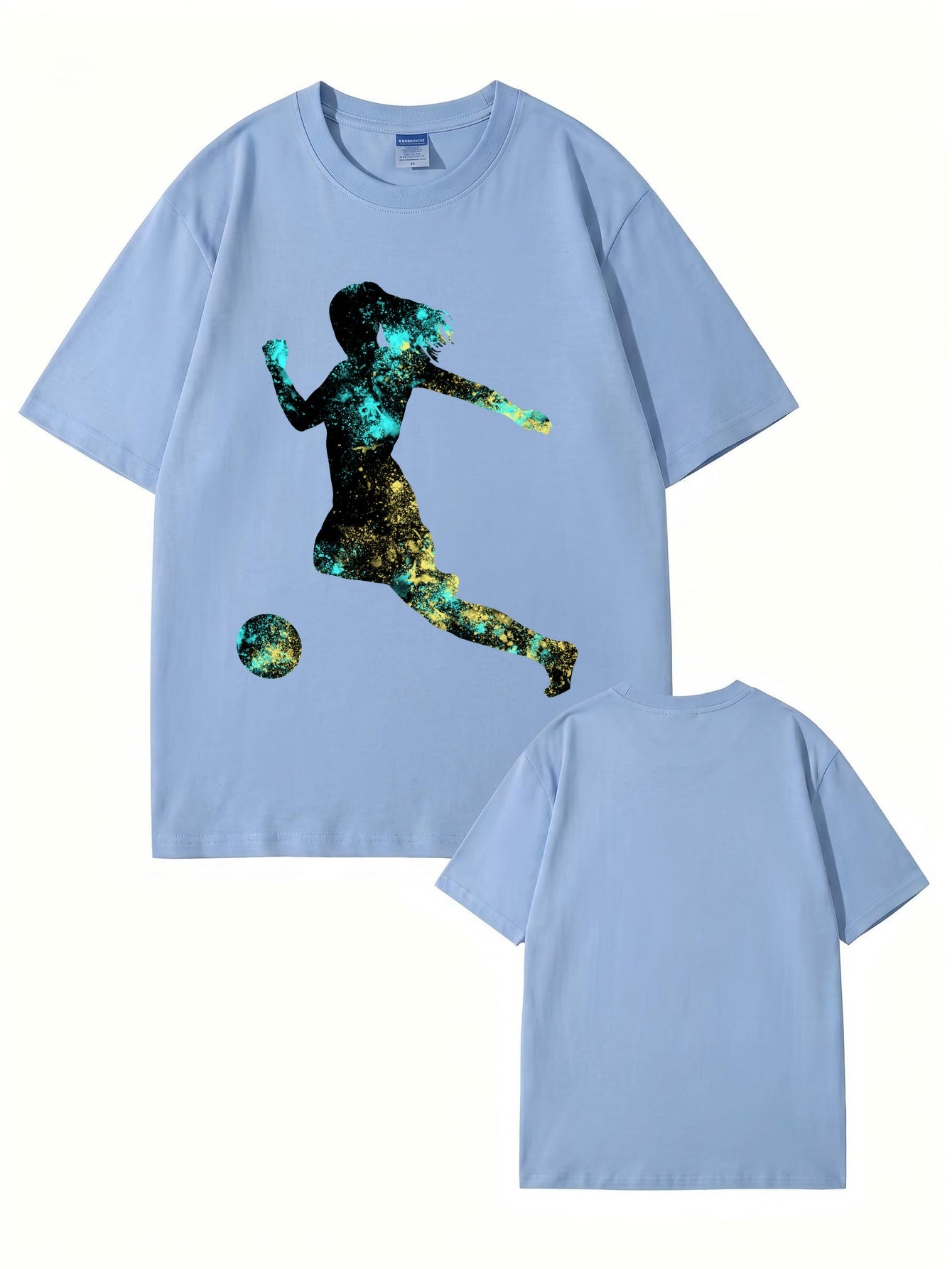 Women's Soccer Player Graphic Print T-Shirt, 200gsm Premium Cotton