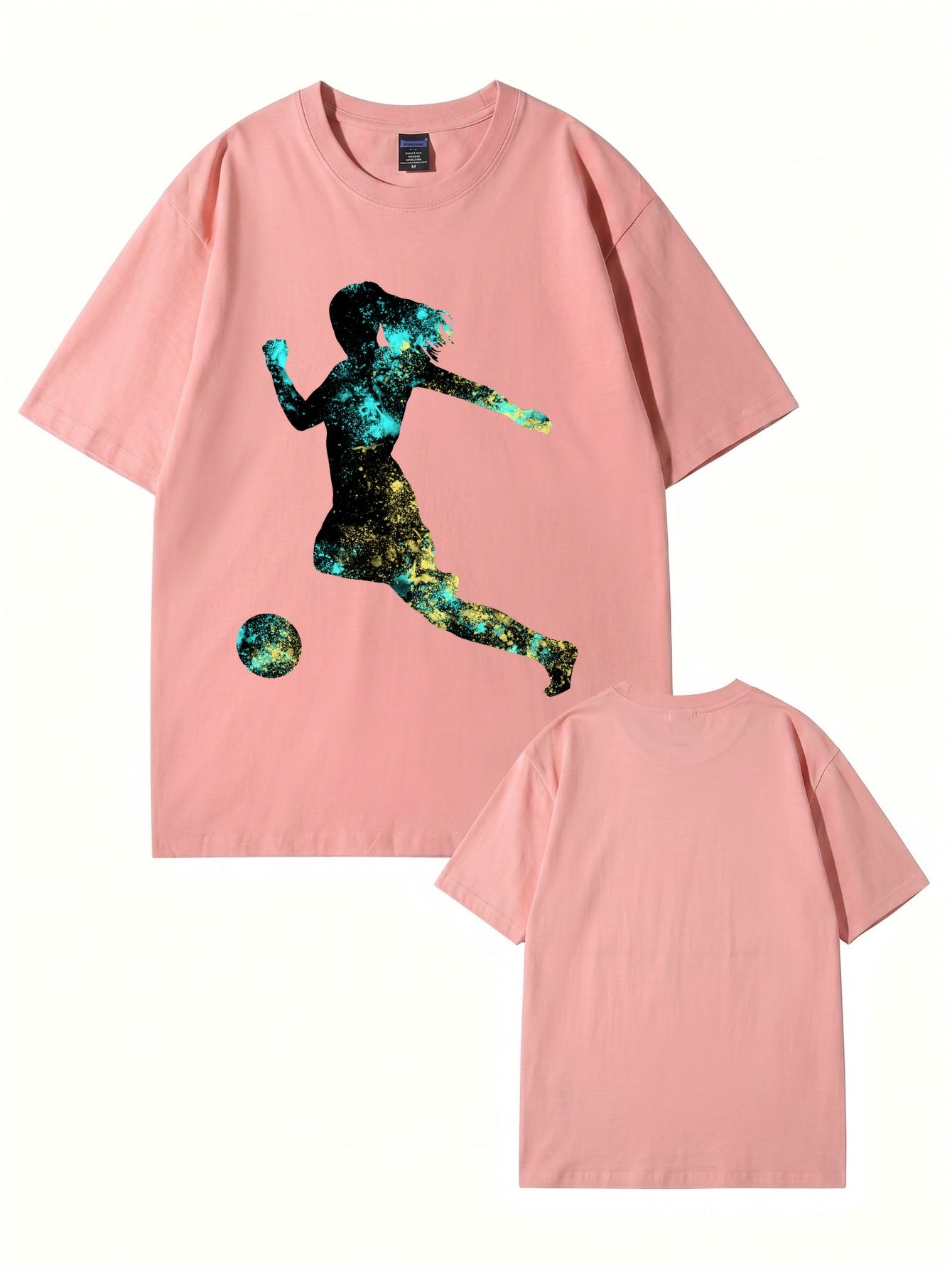 Women's Soccer Player Graphic Print T-Shirt, 200gsm Premium Cotton