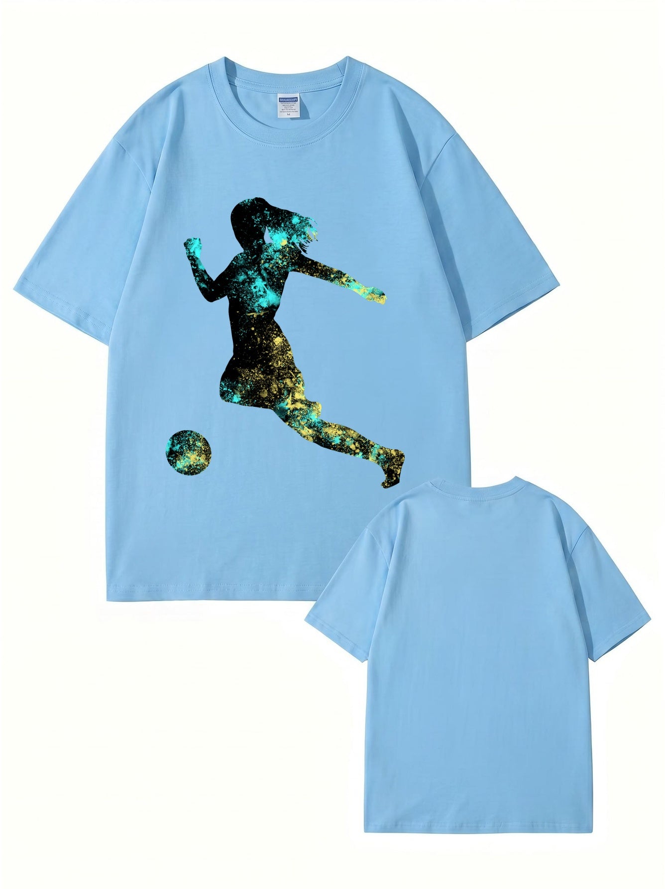 Women's Soccer Player Graphic Print T-Shirt, 200gsm Premium Cotton