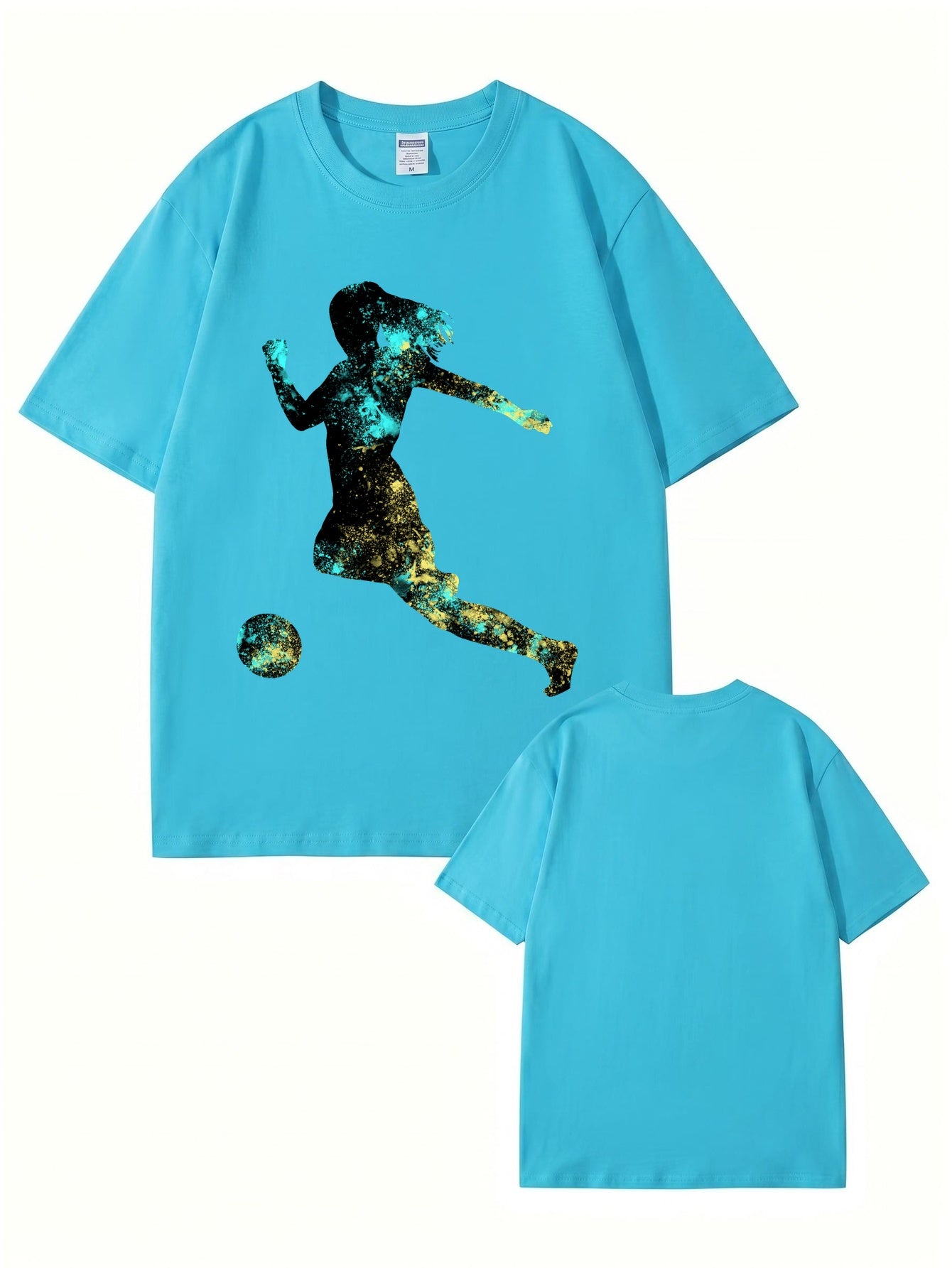 Women's Soccer Player Graphic Print T-Shirt, 200gsm Premium Cotton