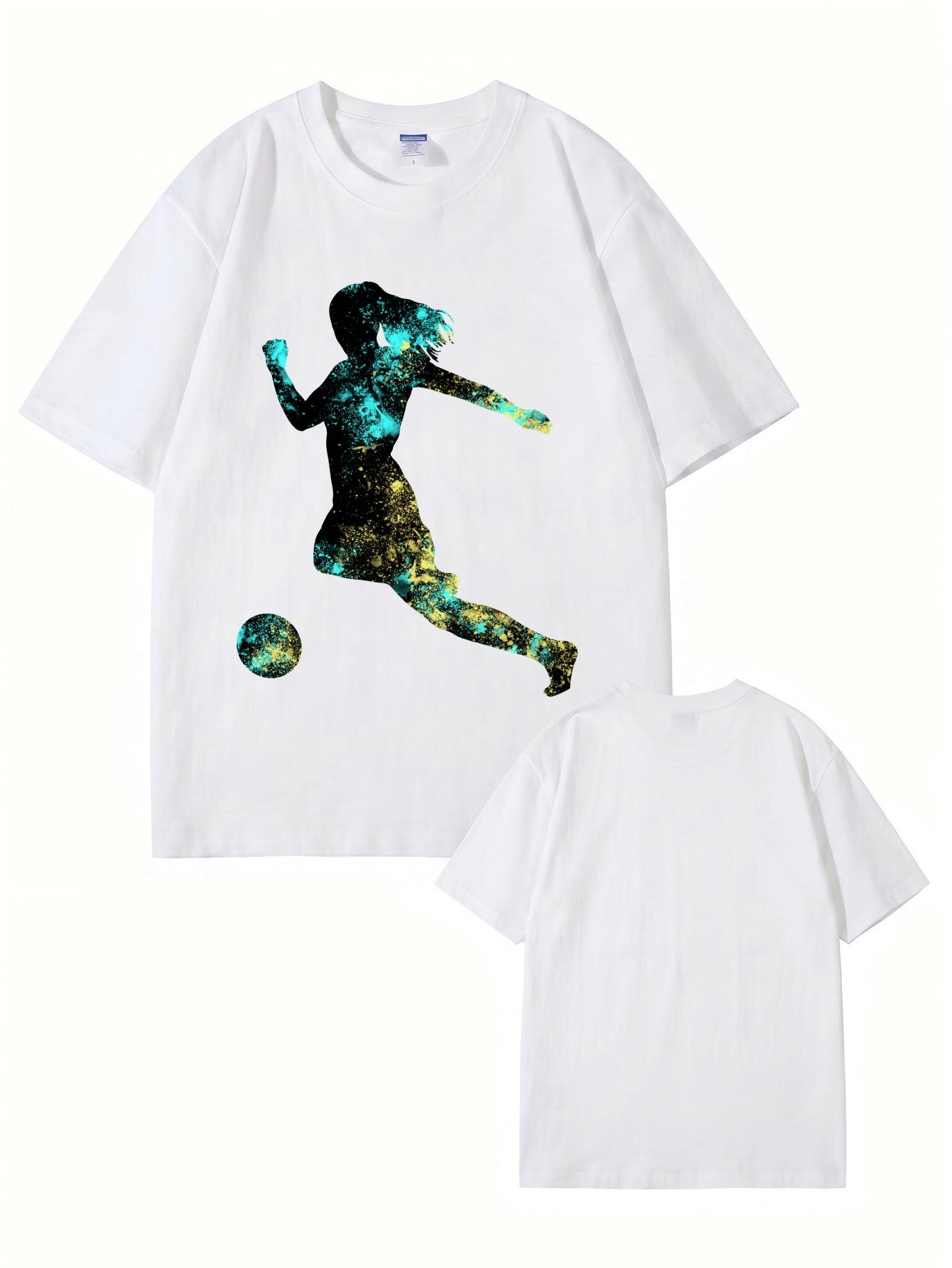 Women's Soccer Player Graphic Print T-Shirt, 200gsm Premium Cotton