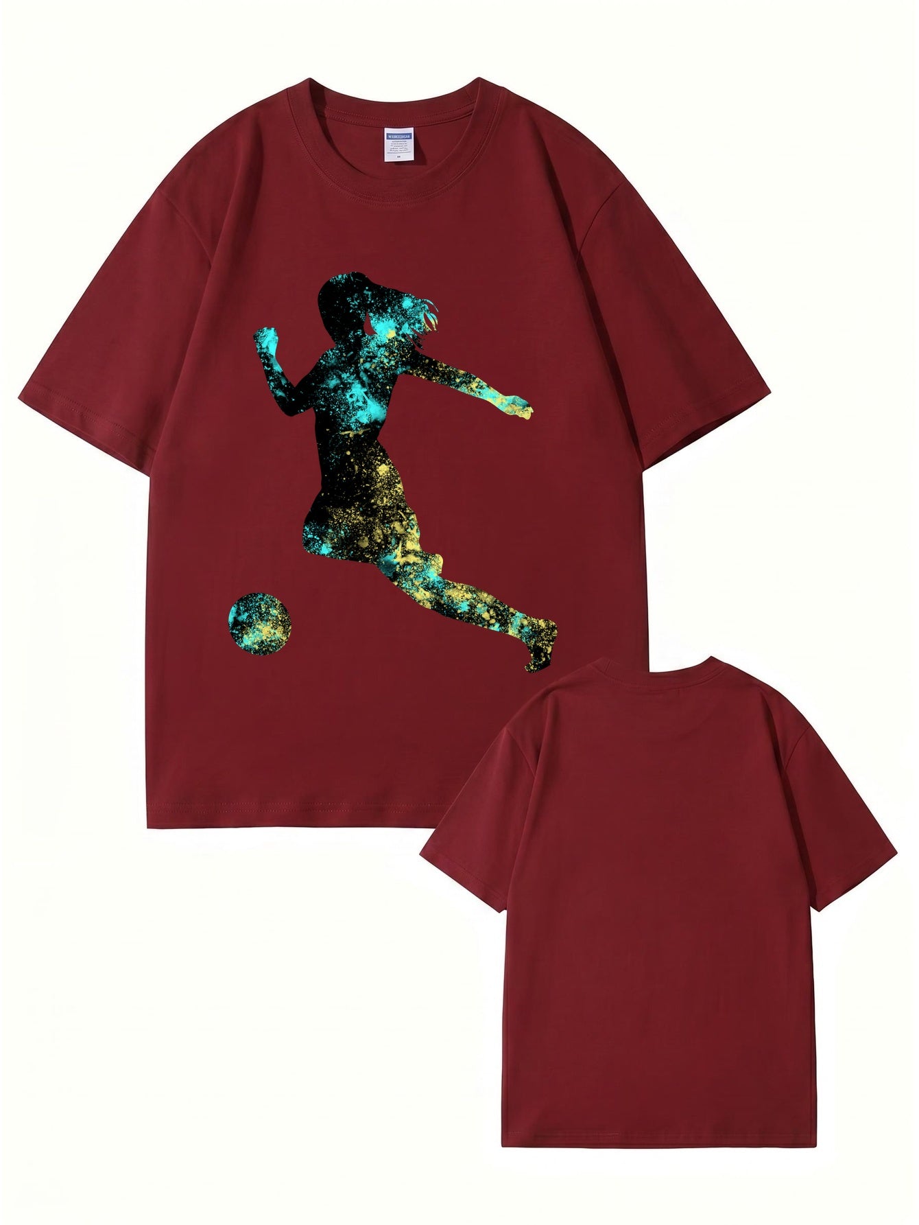 Women's Soccer Player Graphic Print T-Shirt, 200gsm Premium Cotton