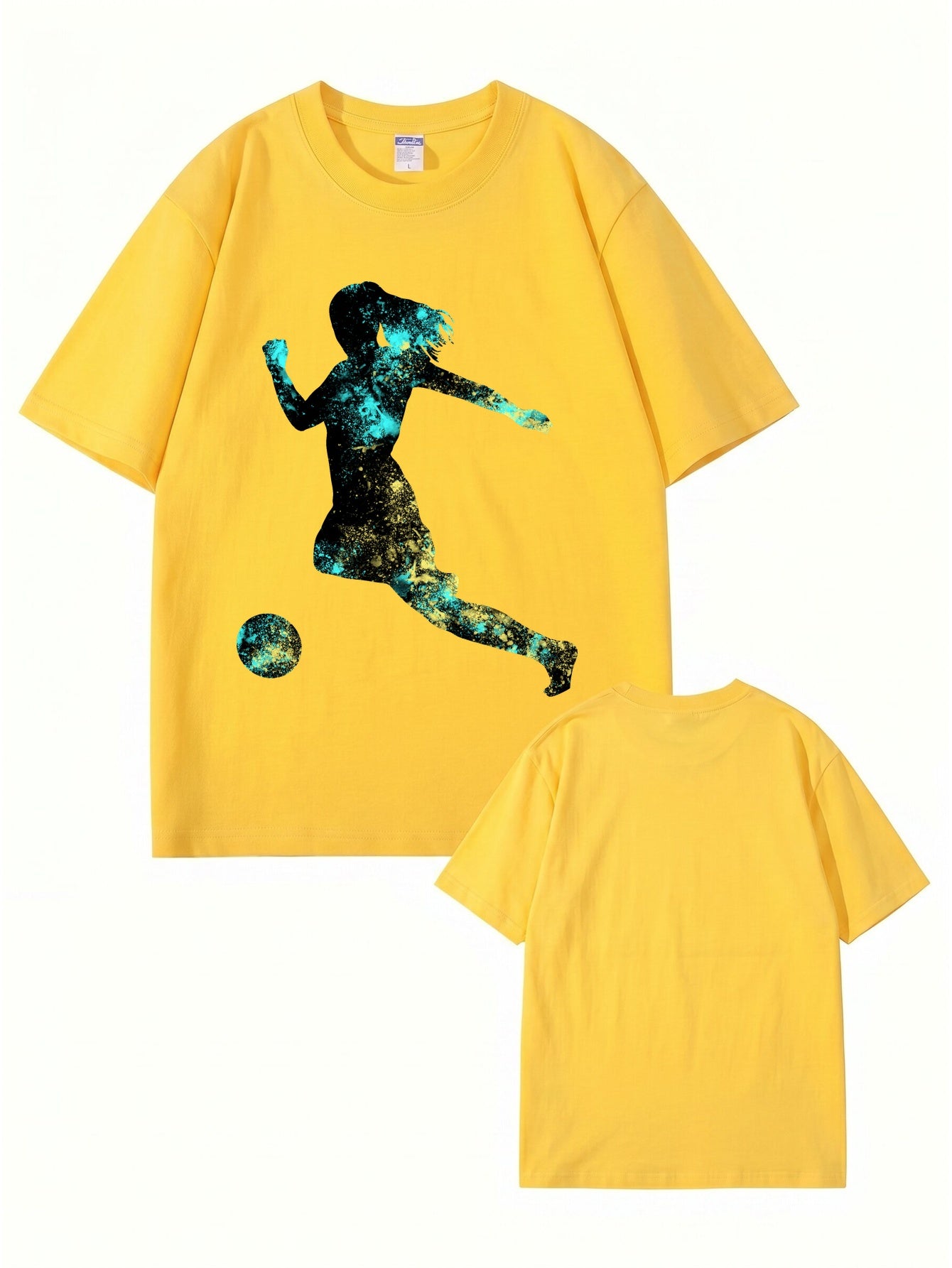 Women's Soccer Player Graphic Print T-Shirt, 200gsm Premium Cotton