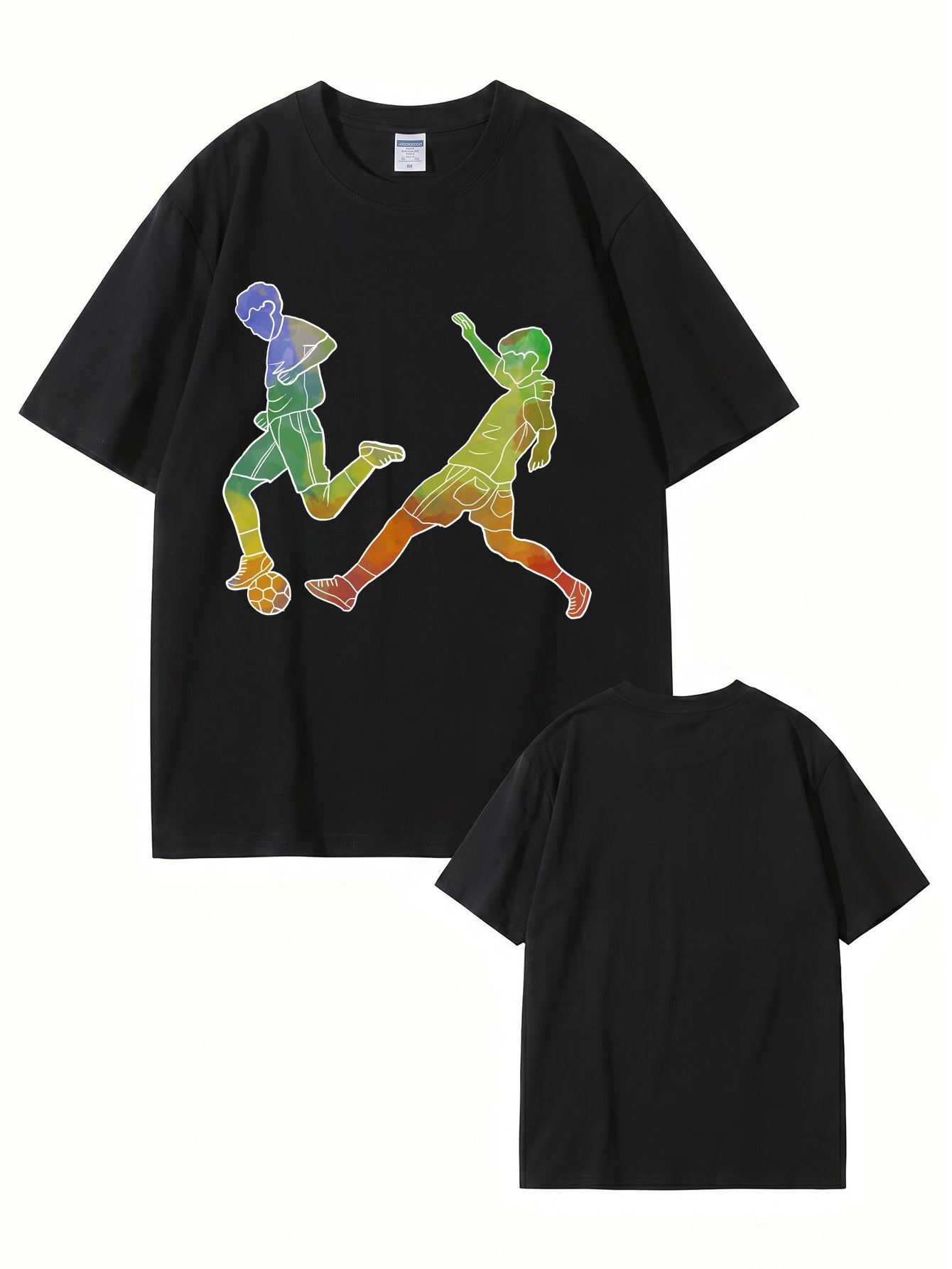 Watercolor Soccer Players Graphic Print Premium Cotton T-Shirt
