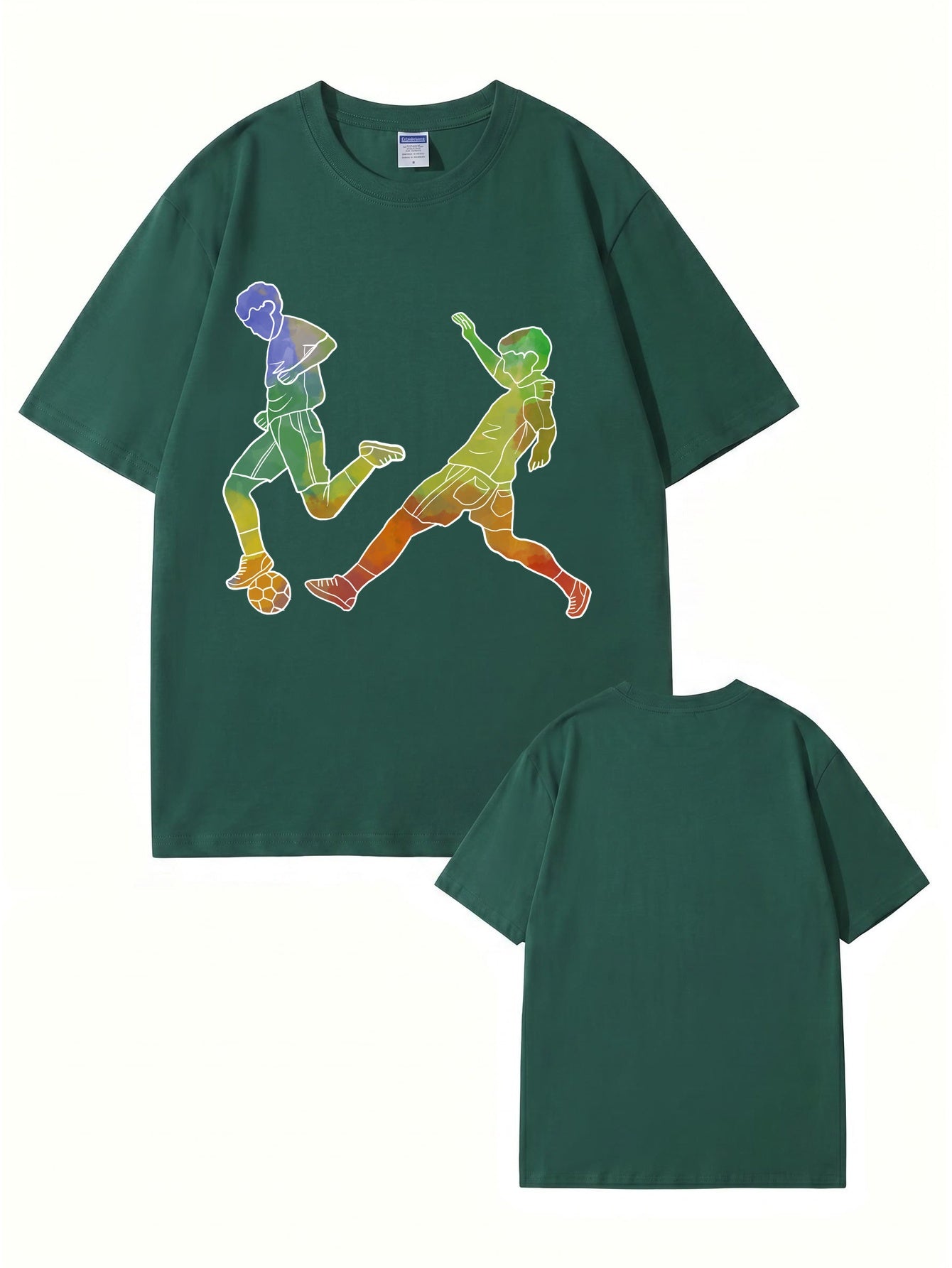 Watercolor Soccer Players Graphic Print Premium Cotton T-Shirt