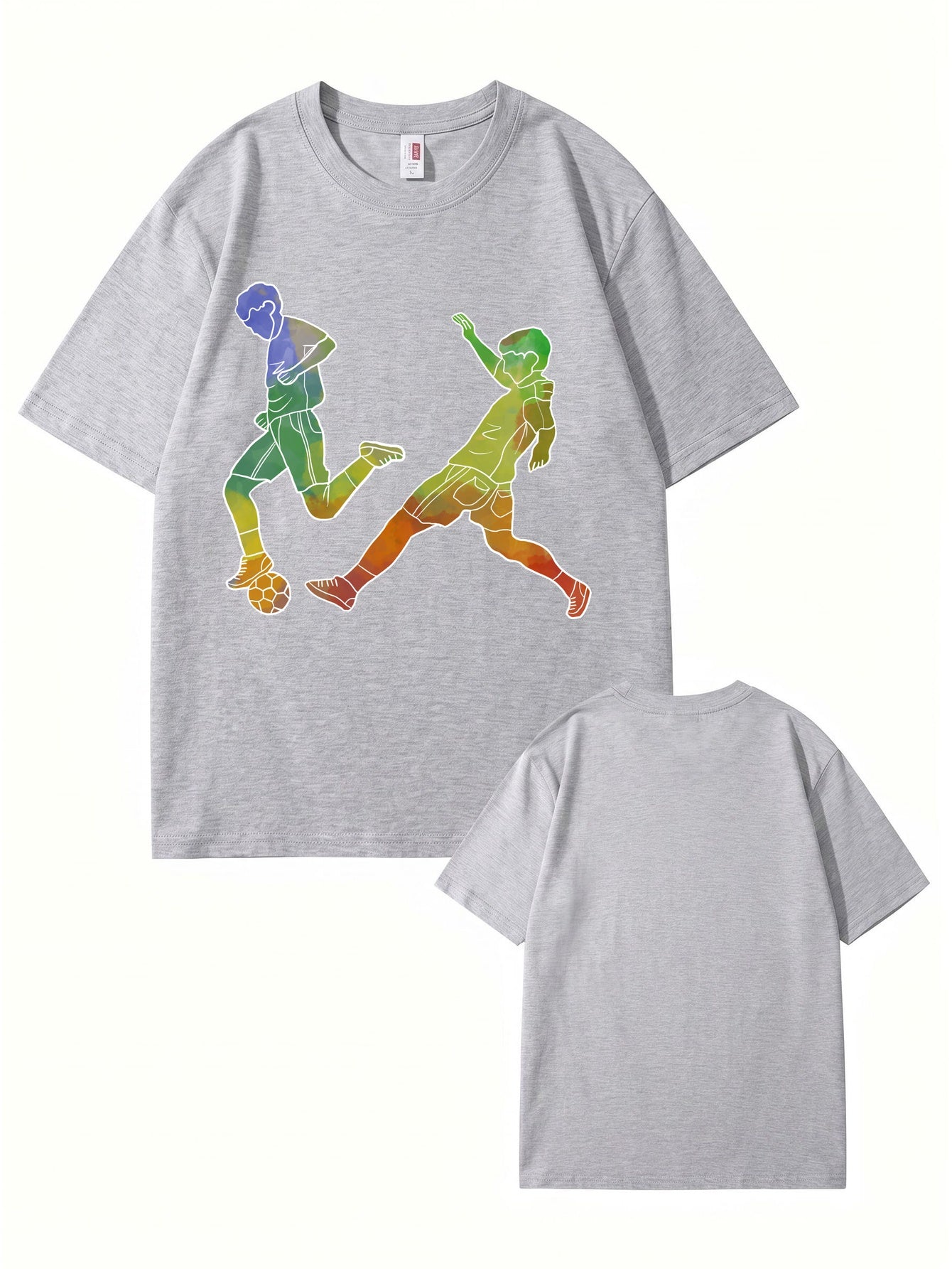 Watercolor Soccer Players Graphic Print Premium Cotton T-Shirt