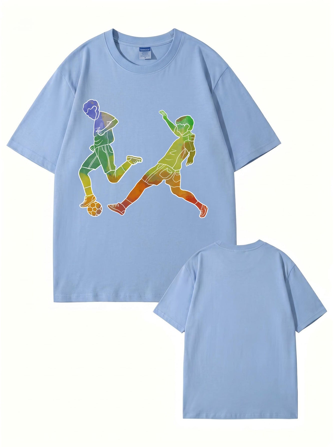 Watercolor Soccer Players Graphic Print Premium Cotton T-Shirt