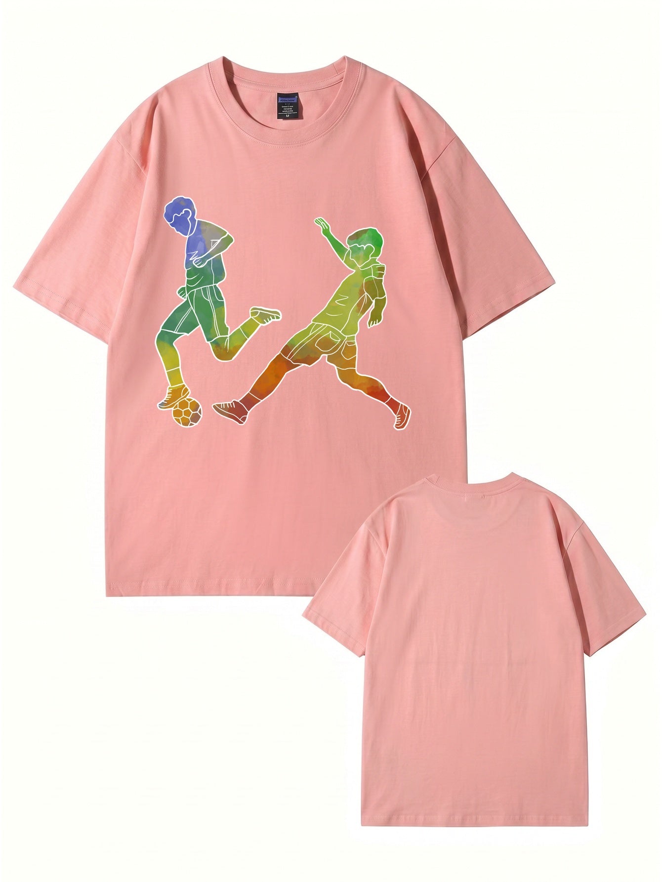 Watercolor Soccer Players Graphic Print Premium Cotton T-Shirt