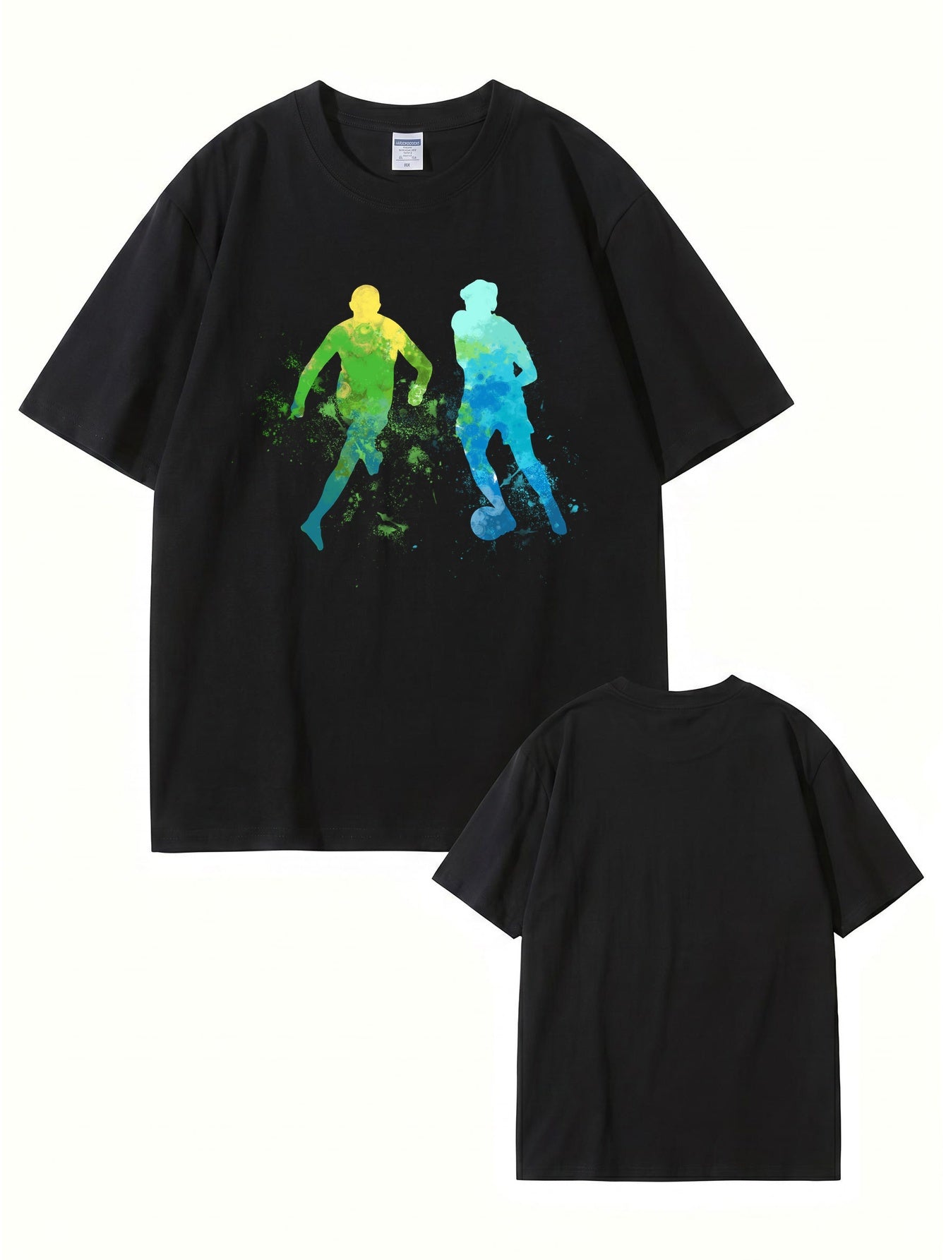 Watercolor Soccer Players Graphic Print Men's Premium Cotton T-Shirt