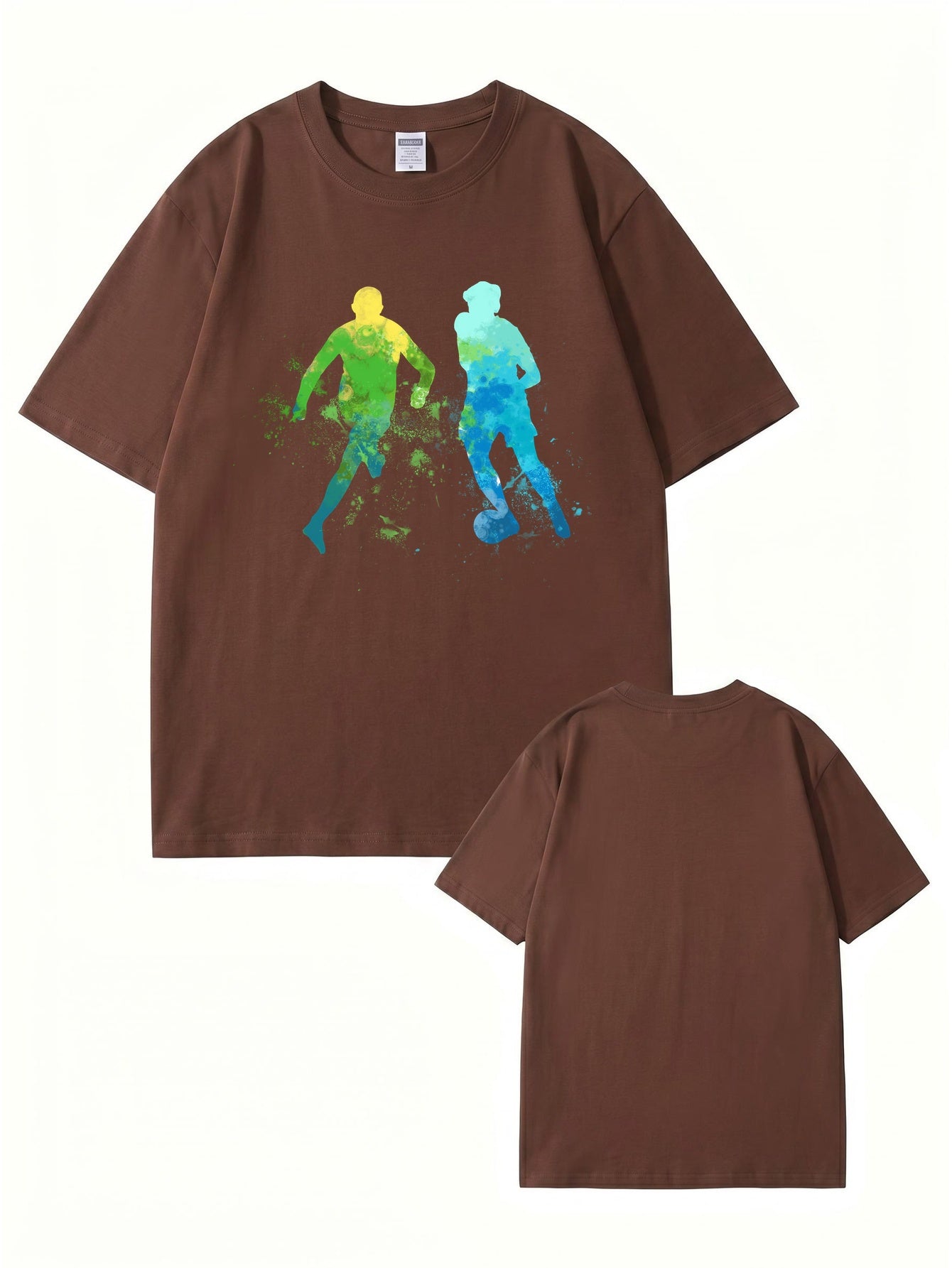Watercolor Soccer Players Graphic Print Men's Premium Cotton T-Shirt