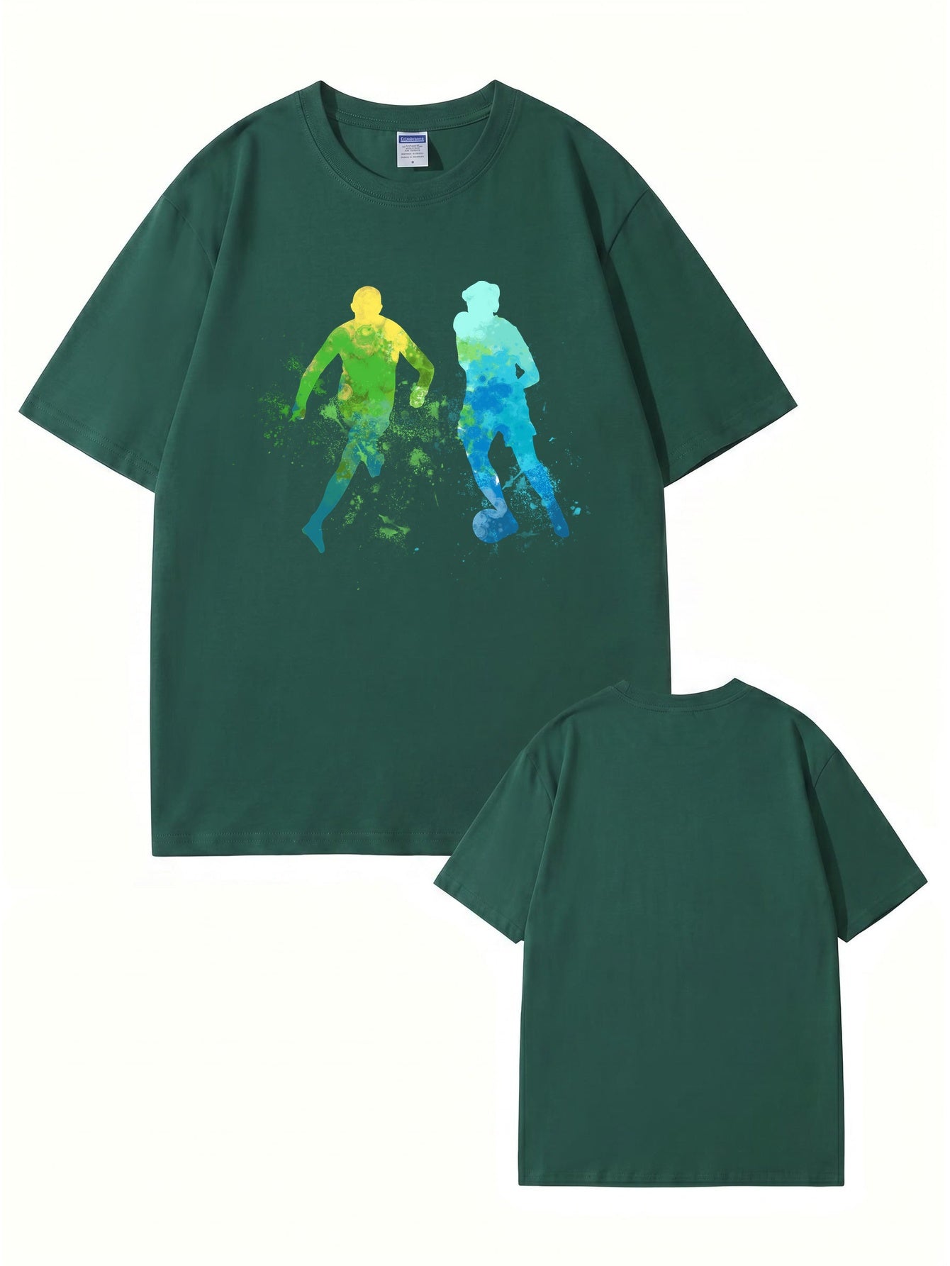 Watercolor Soccer Players Graphic Print Men's Premium Cotton T-Shirt
