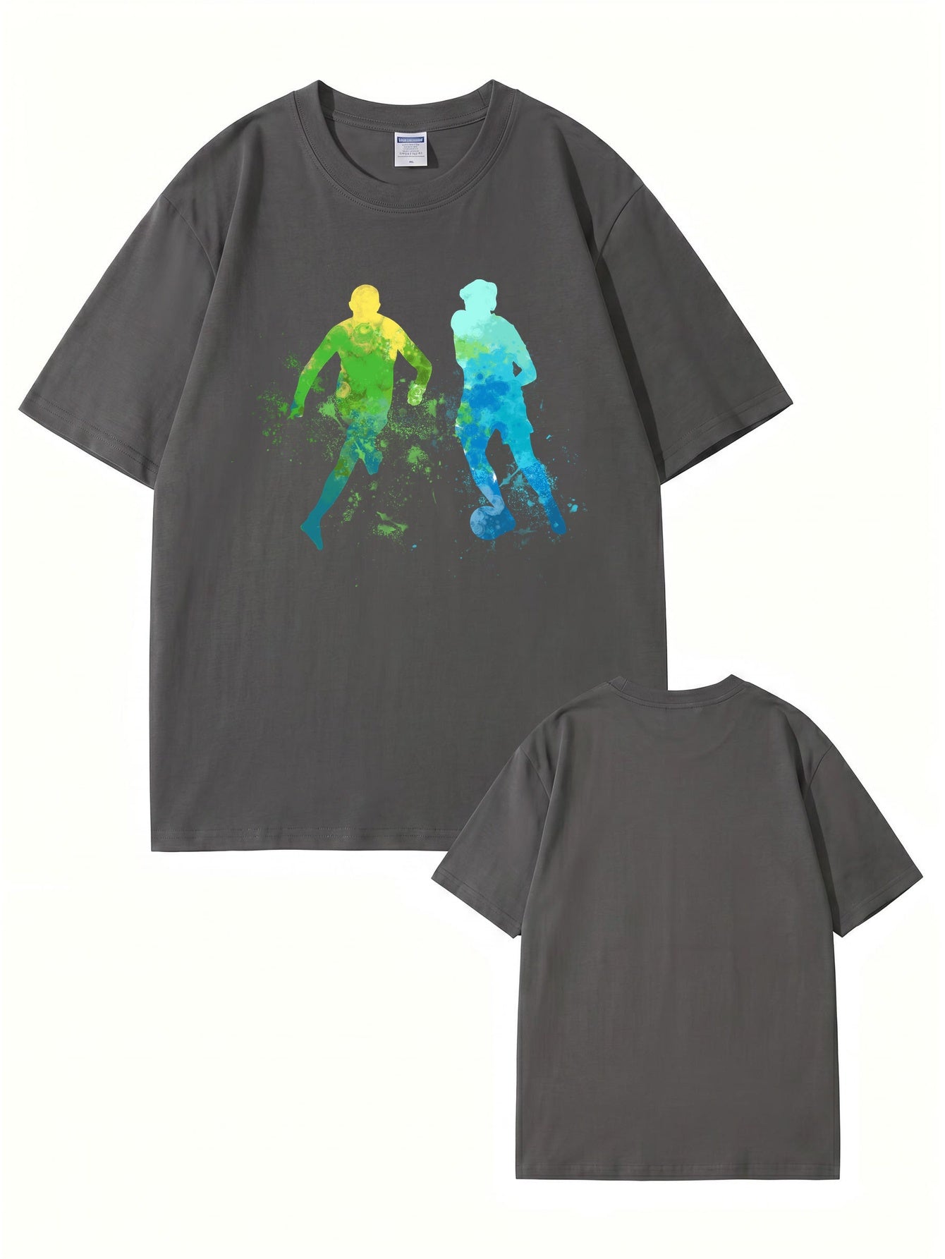 Watercolor Soccer Players Graphic Print Men's Premium Cotton T-Shirt