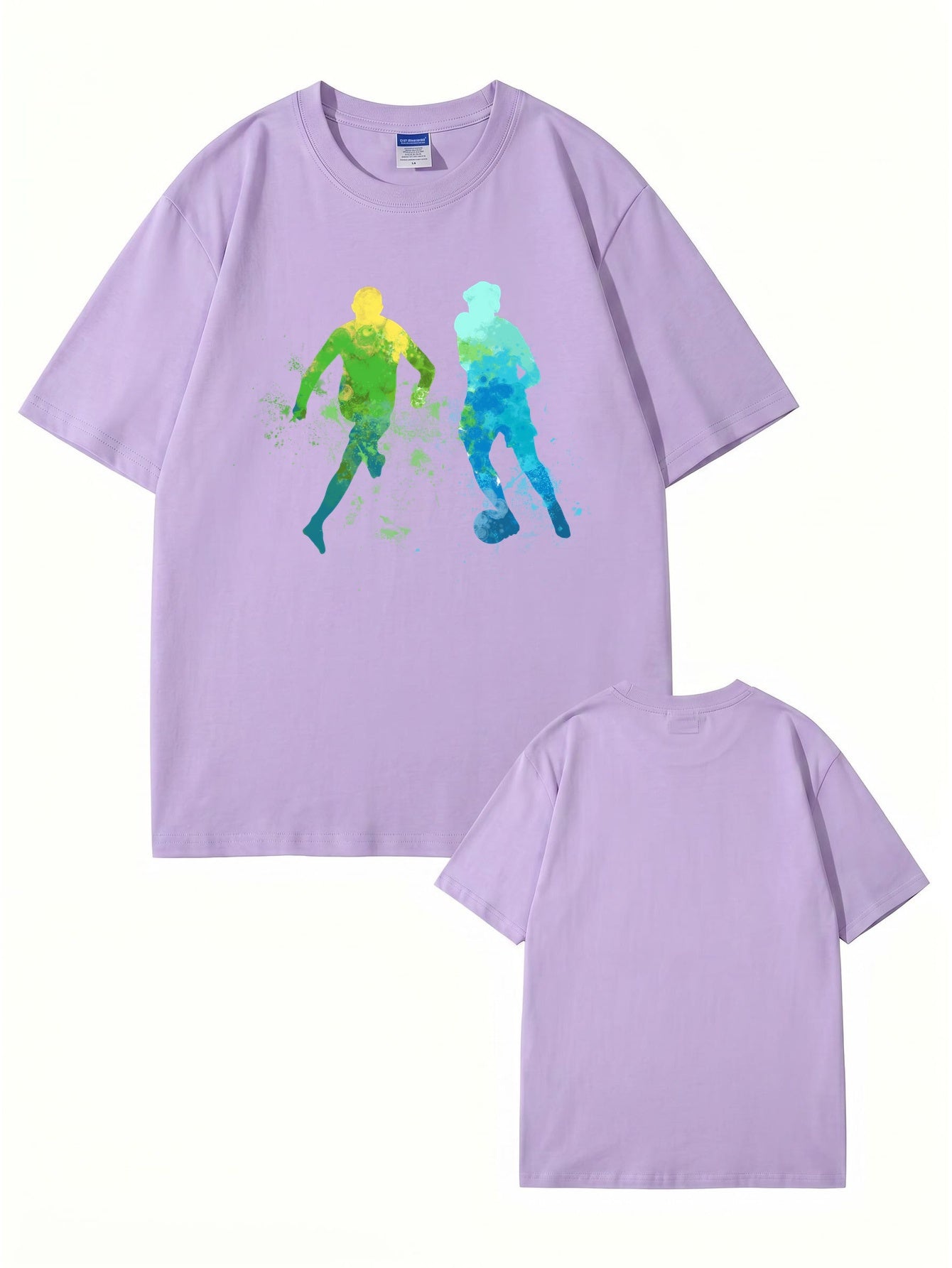 Watercolor Soccer Players Graphic Print Men's Premium Cotton T-Shirt