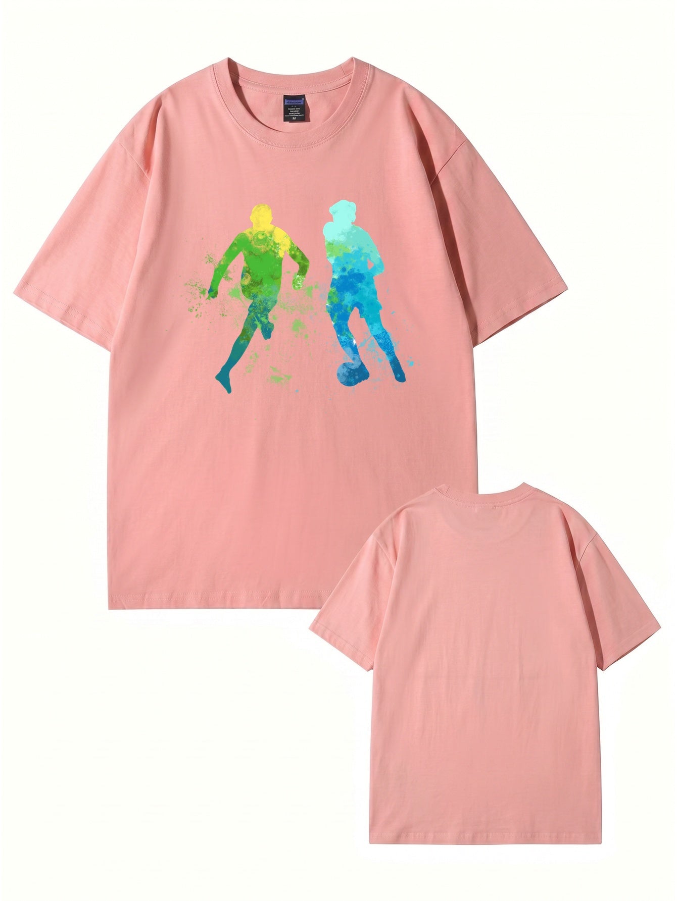 Watercolor Soccer Players Graphic Print Men's Premium Cotton T-Shirt