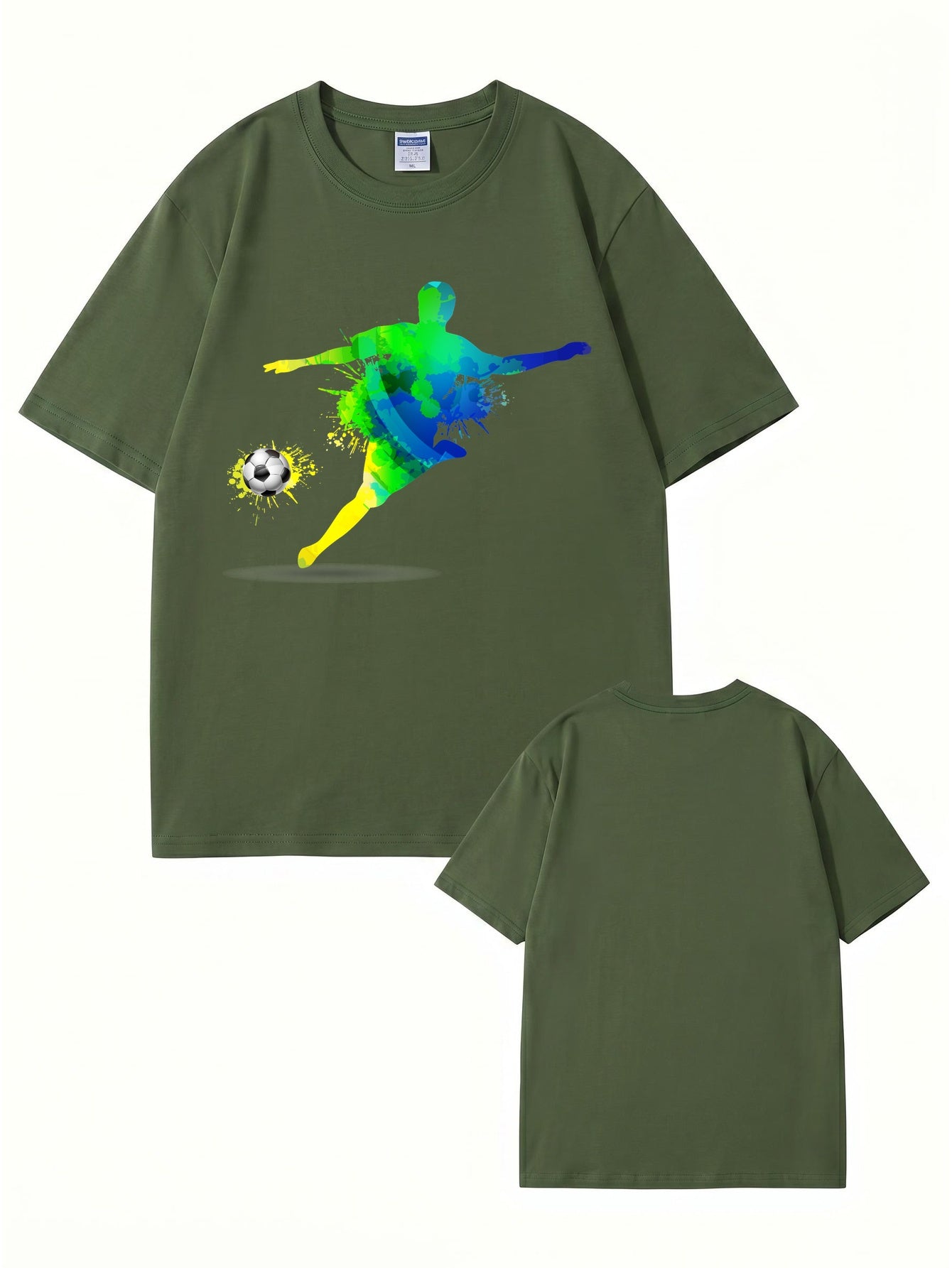 Colorful Watercolor Soccer Player Graphic T-Shirt - Premium Cotton