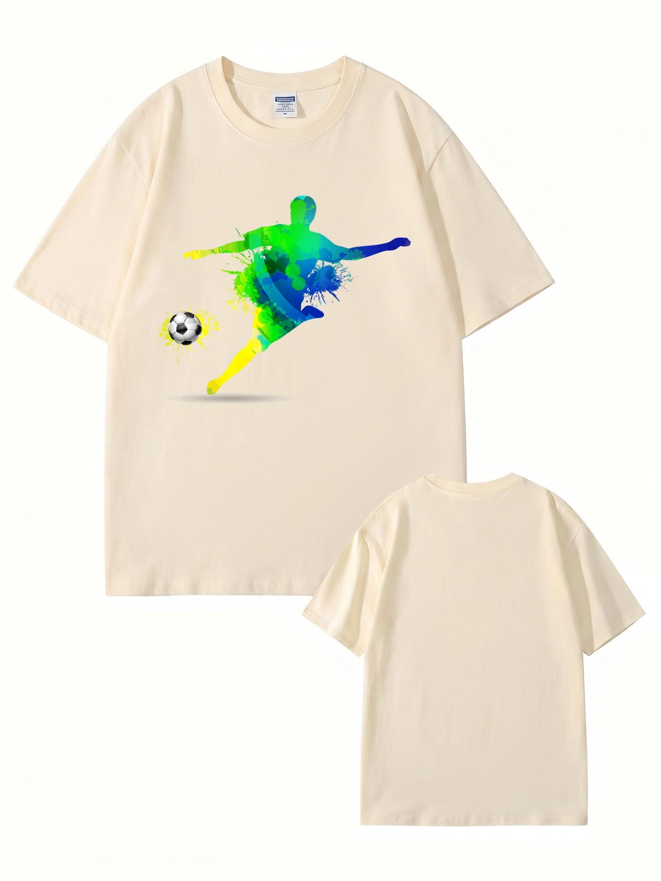 Colorful Watercolor Soccer Player Graphic T-Shirt - Premium Cotton