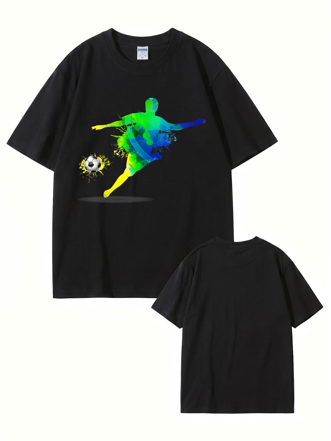 Colorful Watercolor Soccer Player Graphic T-Shirt - Premium Cotton