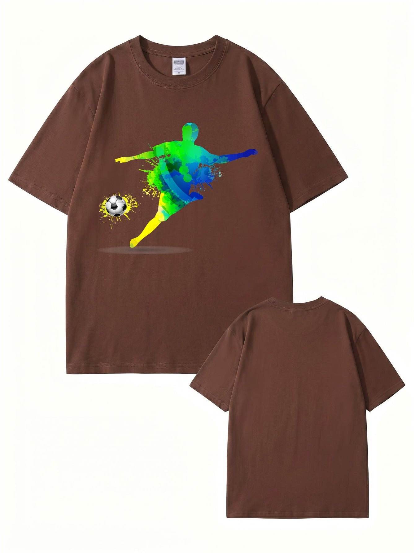 Colorful Watercolor Soccer Player Graphic T-Shirt - Premium Cotton