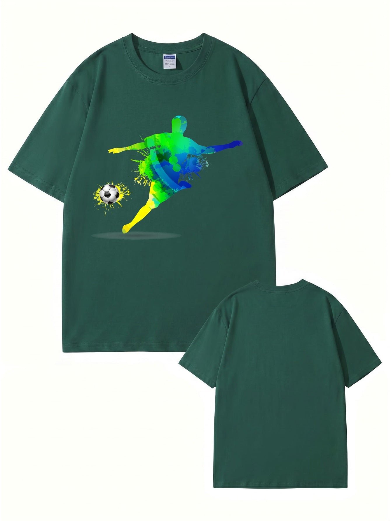 Colorful Watercolor Soccer Player Graphic T-Shirt - Premium Cotton