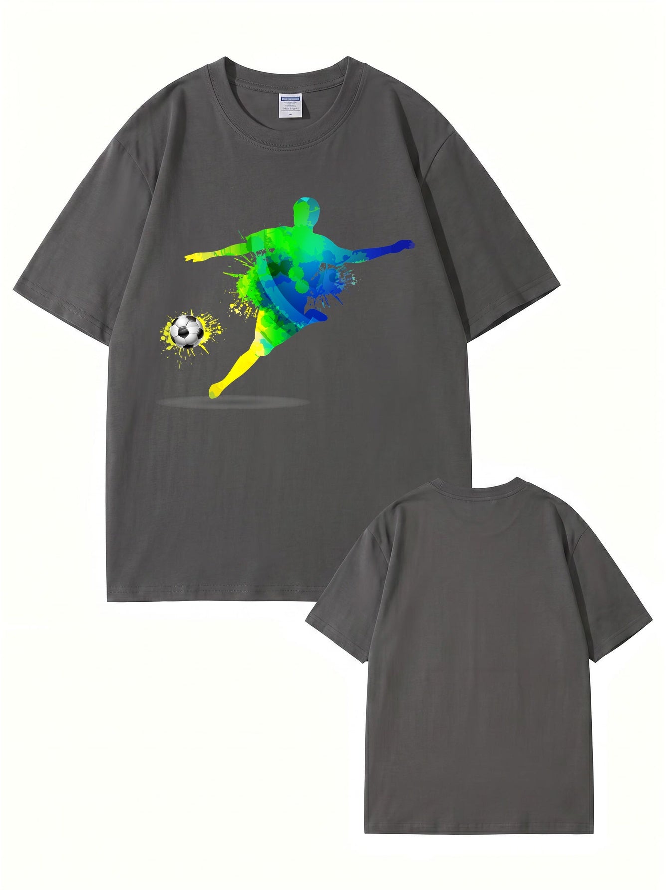 Colorful Watercolor Soccer Player Graphic T-Shirt - Premium Cotton