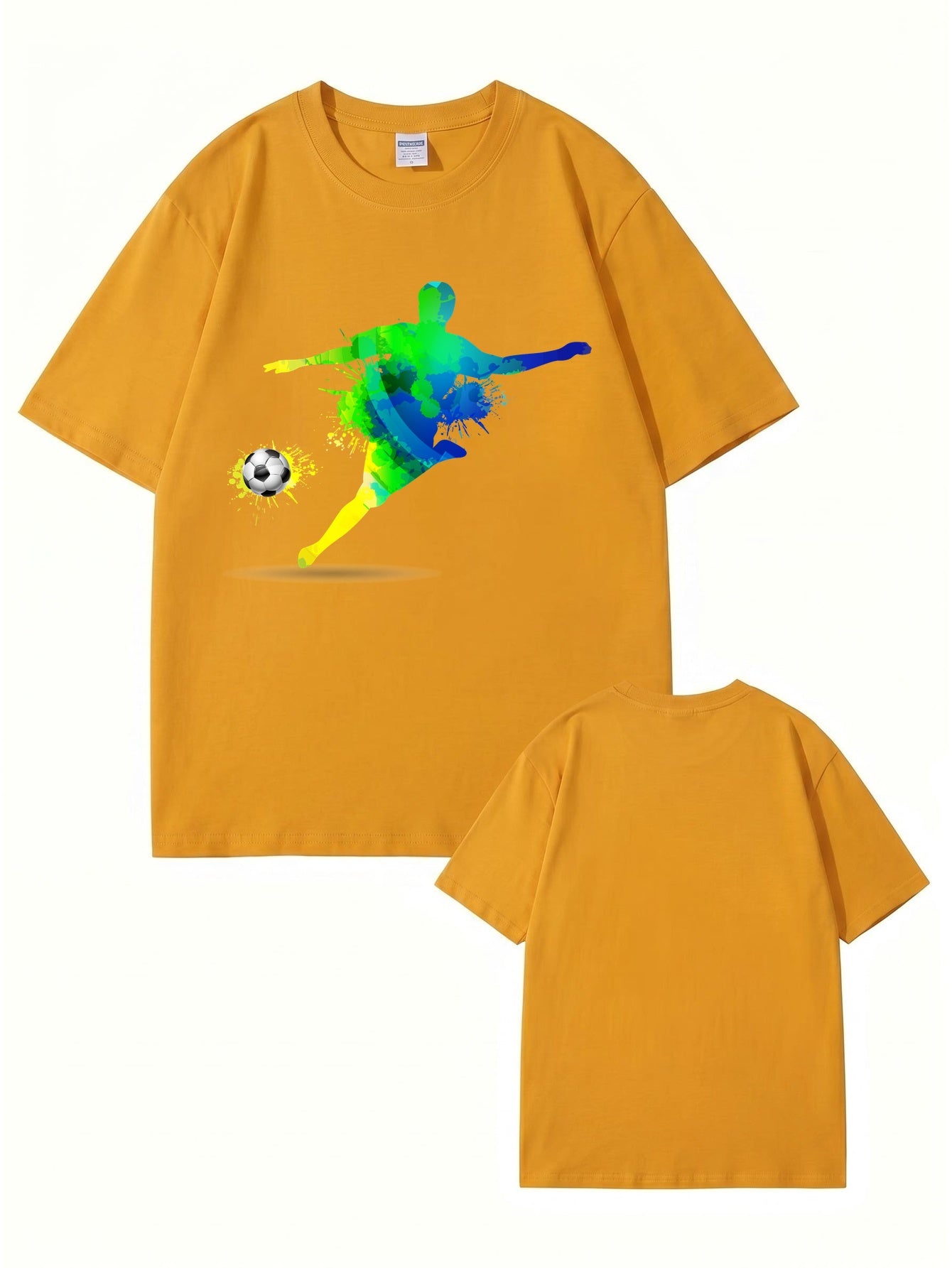 Colorful Watercolor Soccer Player Graphic T-Shirt - Premium Cotton