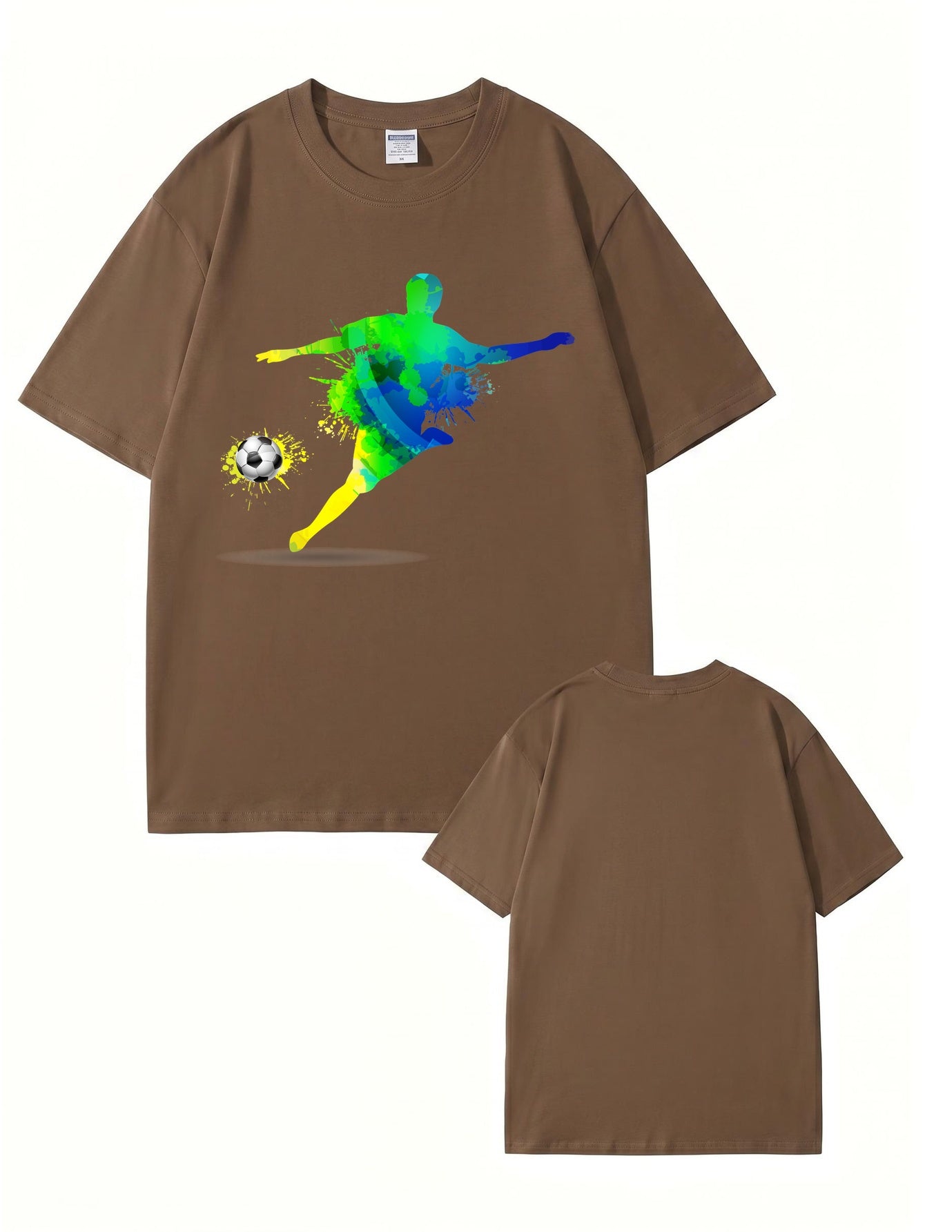 Colorful Watercolor Soccer Player Graphic T-Shirt - Premium Cotton