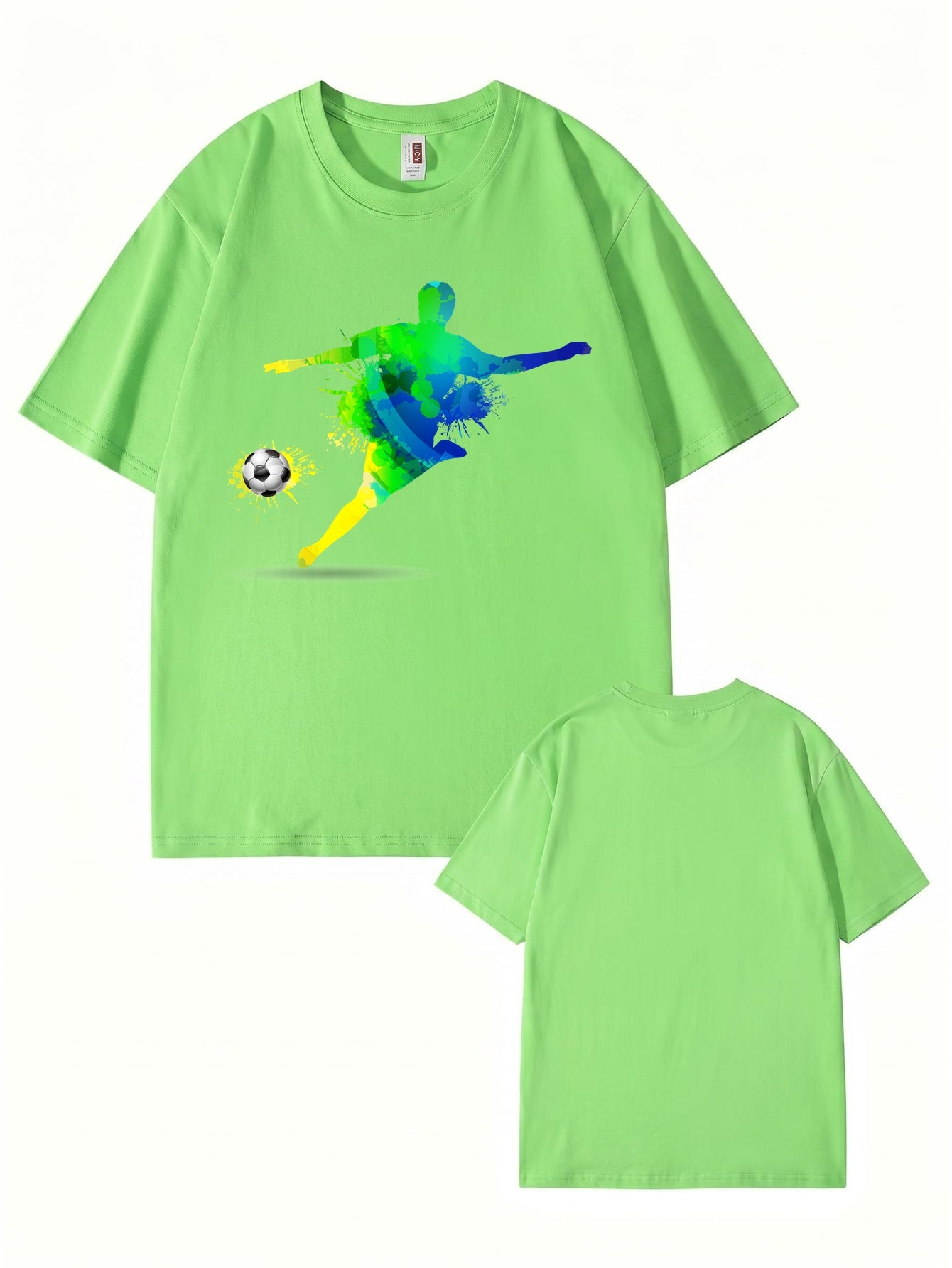 Colorful Watercolor Soccer Player Graphic T-Shirt - Premium Cotton