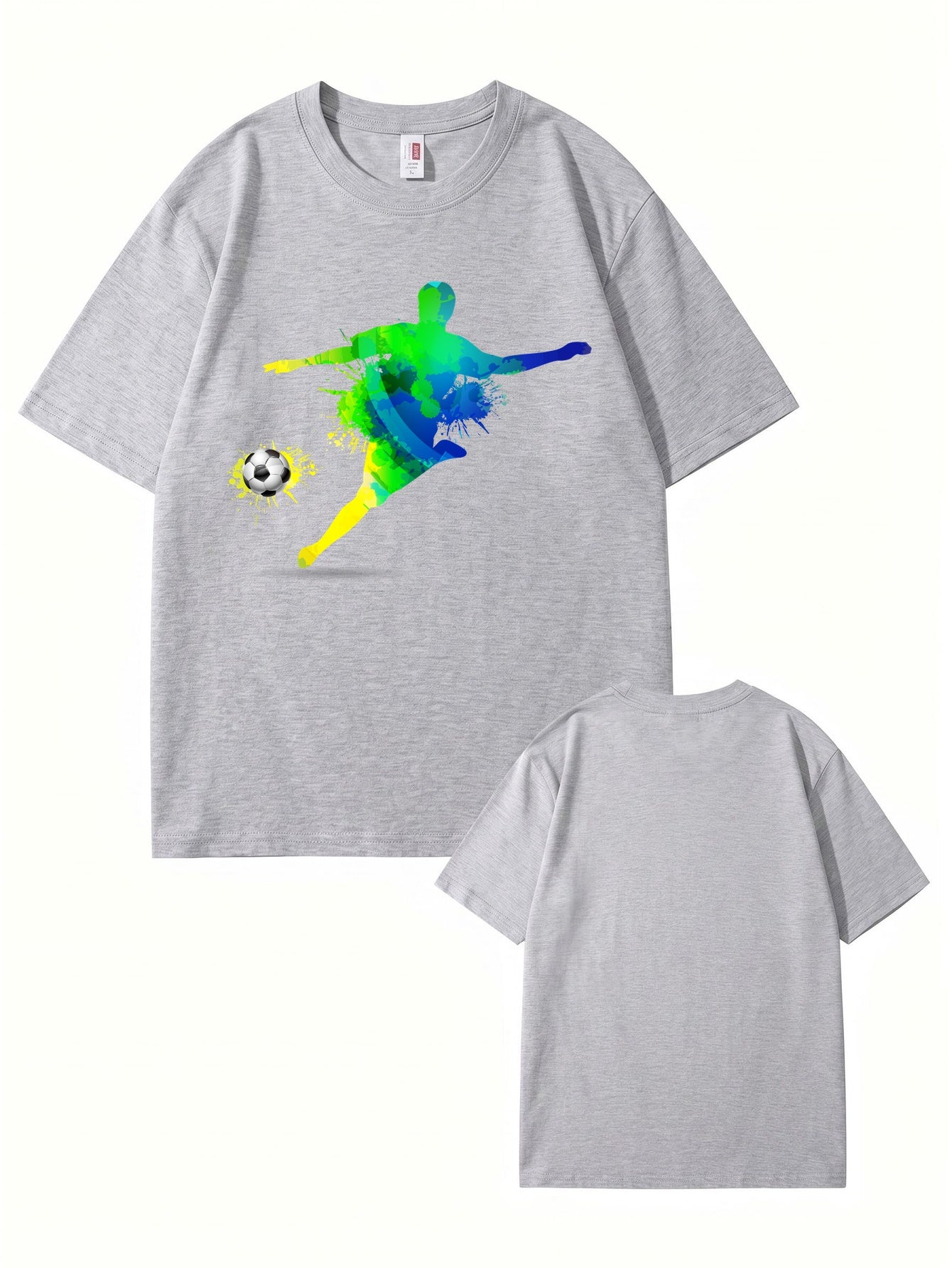 Colorful Watercolor Soccer Player Graphic T-Shirt - Premium Cotton