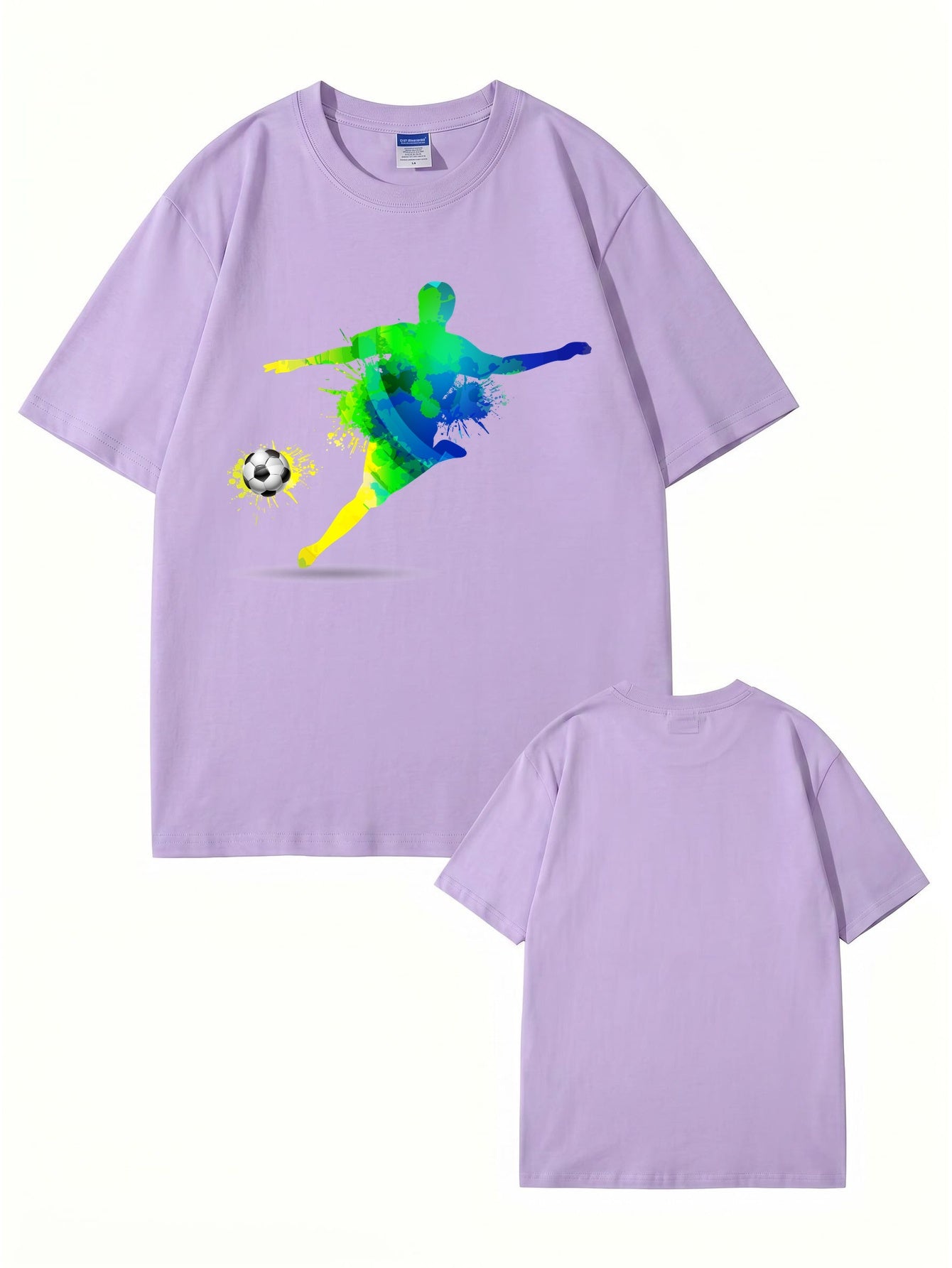Colorful Watercolor Soccer Player Graphic T-Shirt - Premium Cotton