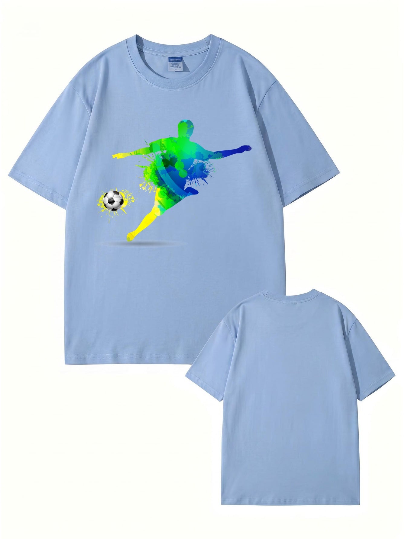 Colorful Watercolor Soccer Player Graphic T-Shirt - Premium Cotton