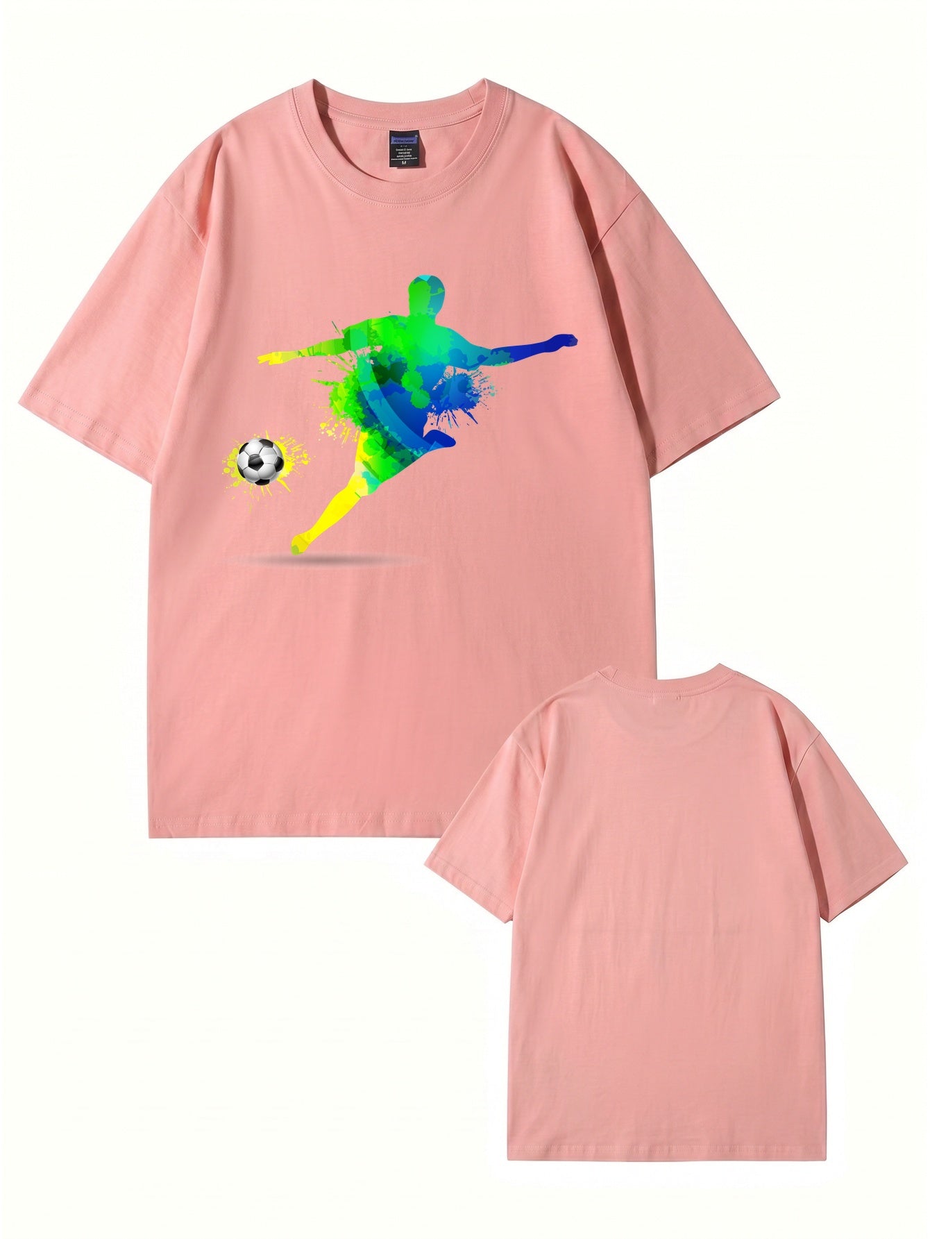Colorful Watercolor Soccer Player Graphic T-Shirt - Premium Cotton