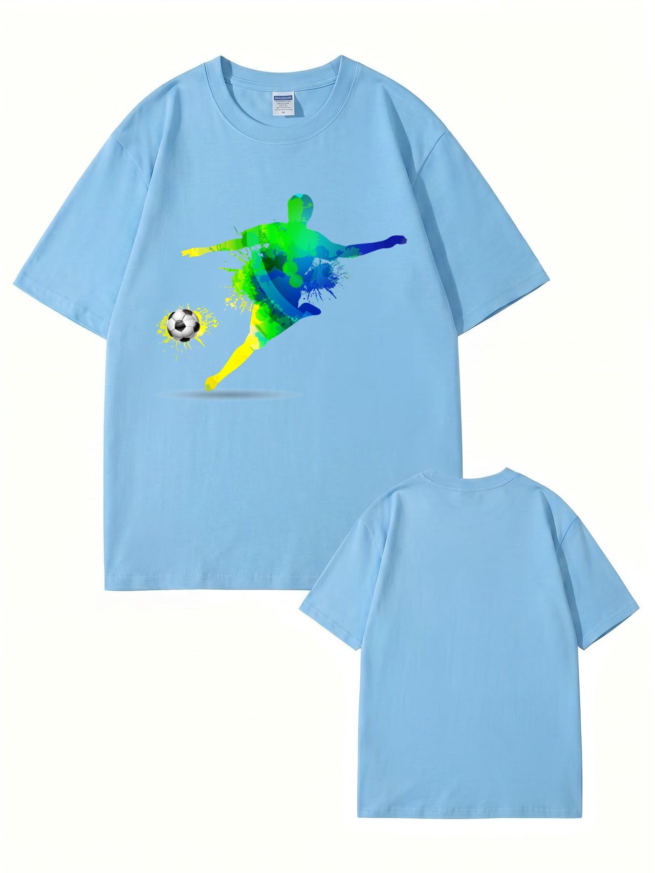 Colorful Watercolor Soccer Player Graphic T-Shirt - Premium Cotton