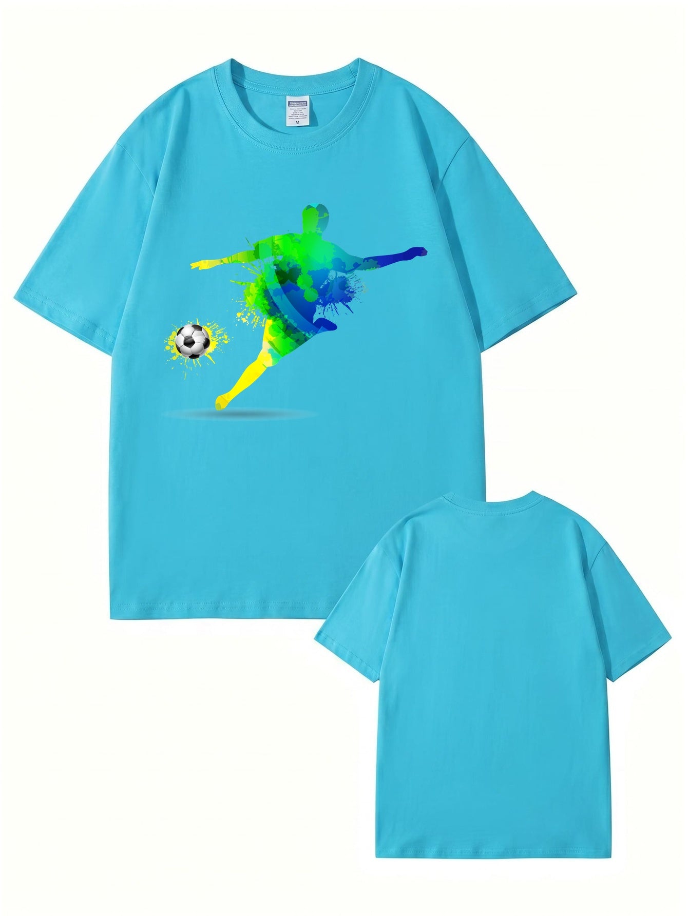 Colorful Watercolor Soccer Player Graphic T-Shirt - Premium Cotton