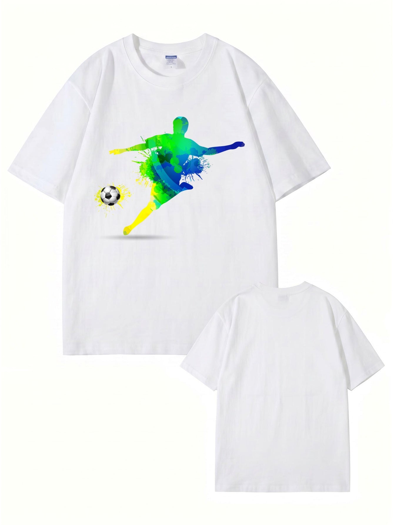 Colorful Watercolor Soccer Player Graphic T-Shirt - Premium Cotton