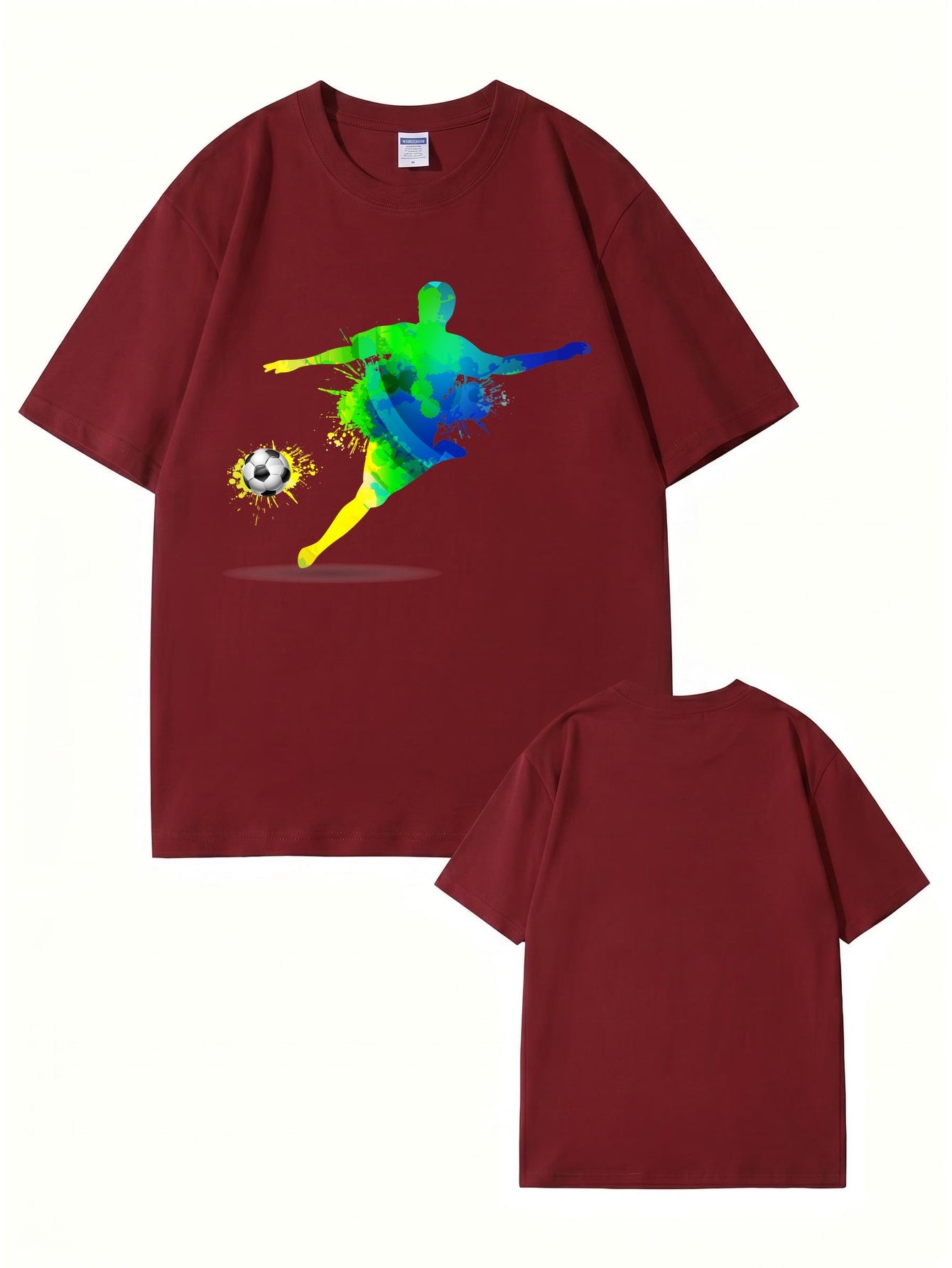 Colorful Watercolor Soccer Player Graphic T-Shirt - Premium Cotton