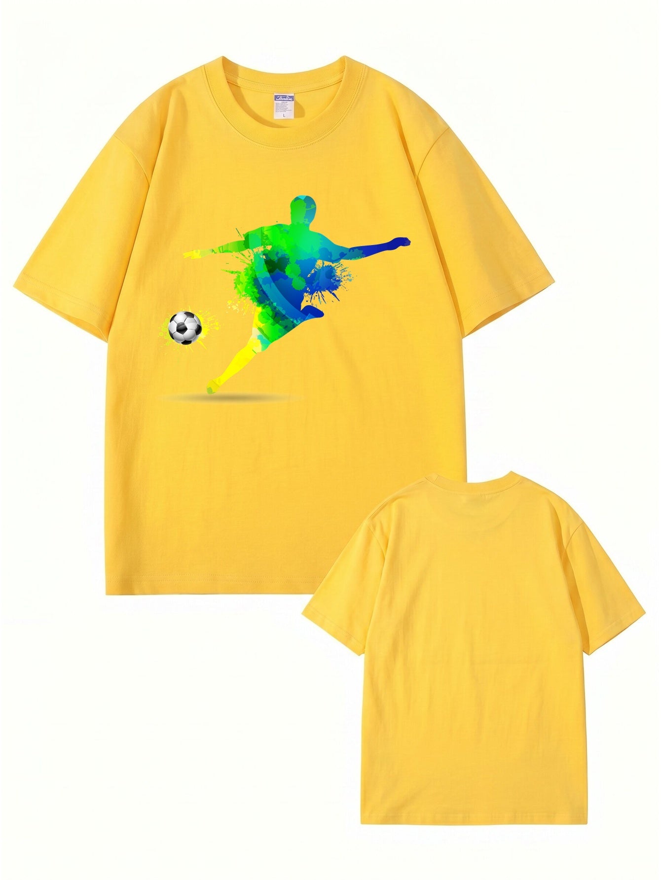Colorful Watercolor Soccer Player Graphic T-Shirt - Premium Cotton